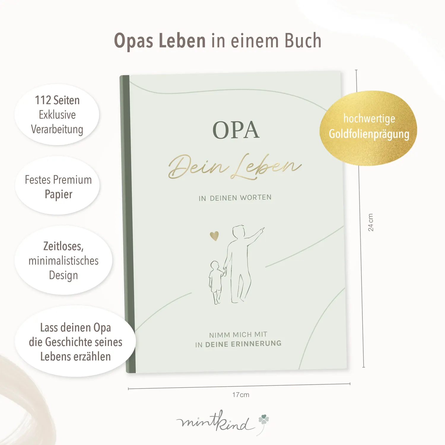 MINTKIND Dein Leben Opa Erinnerungsbuch 112 Seiten gebunden