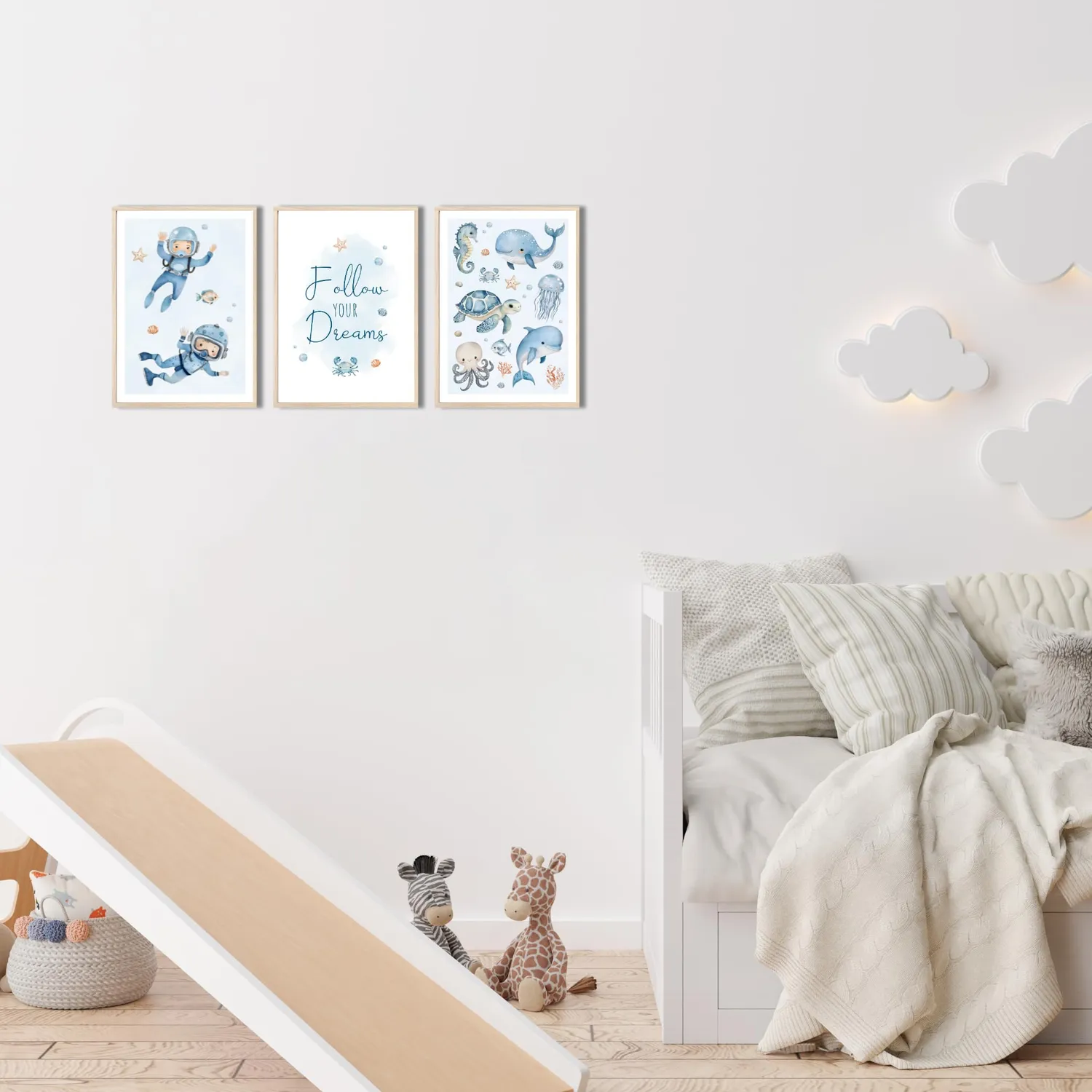MeinBaby123 Unterwasserwelt Kinderzimmerposter 3er Set A4 matt