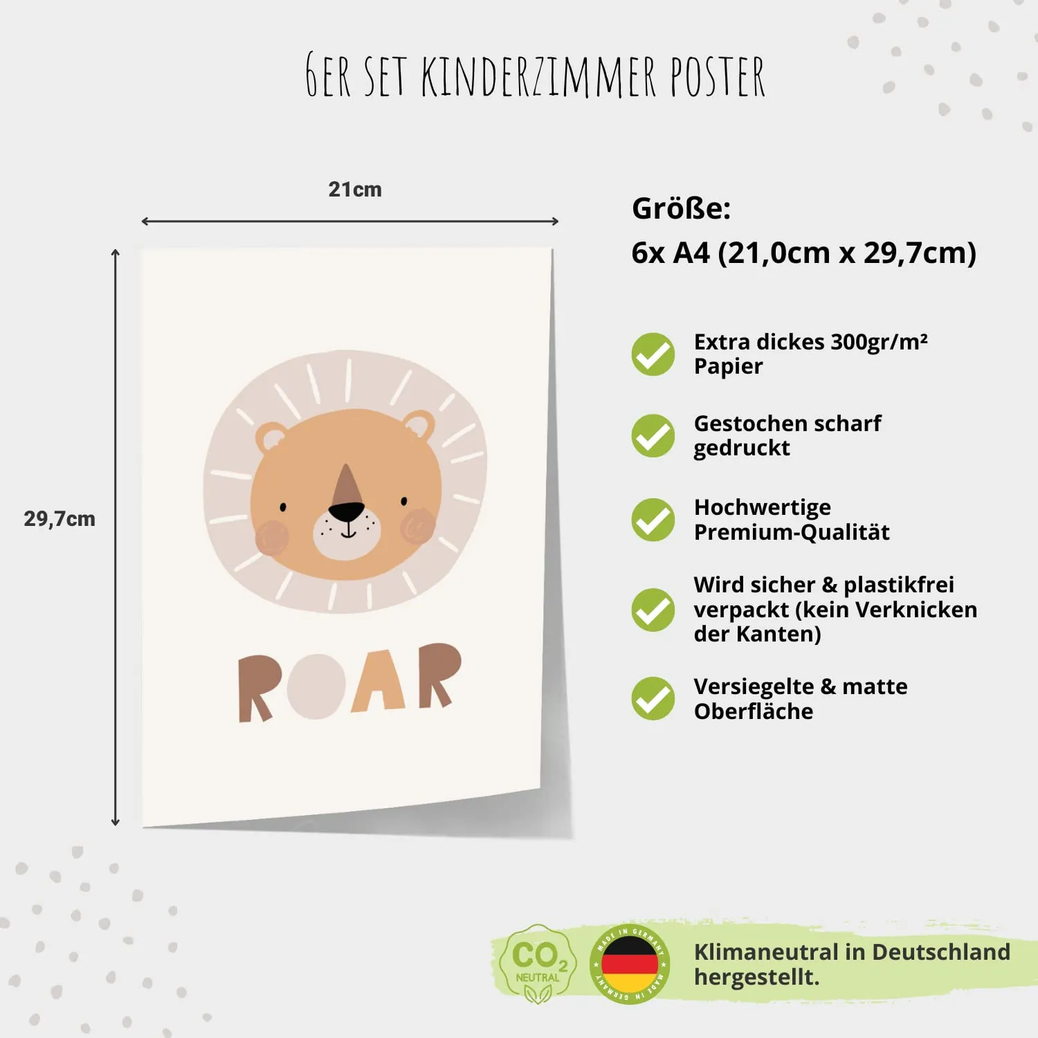 MeinBaby123 Süße Tiere Poster 6er Set A4 Boho