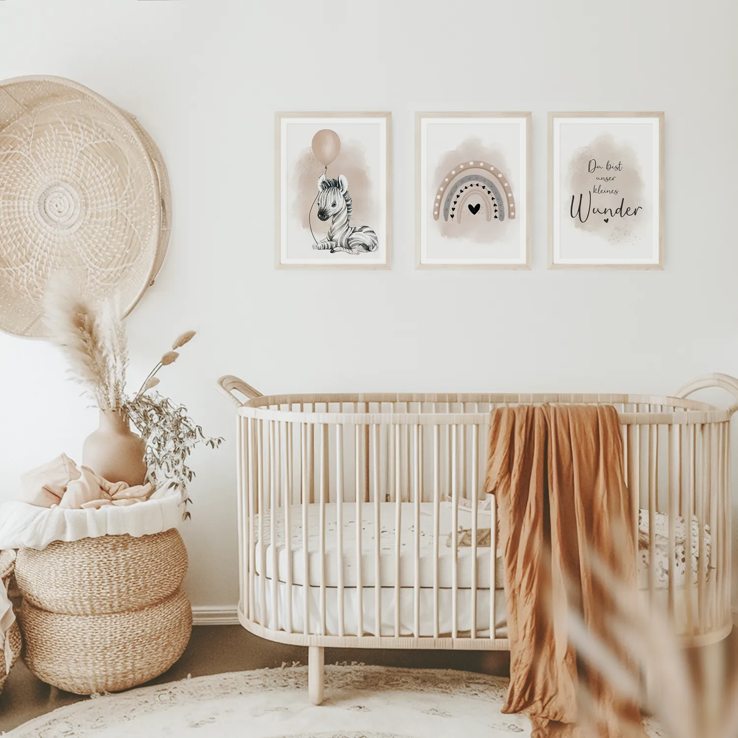 MeinBaby123 Zebra Luftballon Poster 3er Set A4 beige