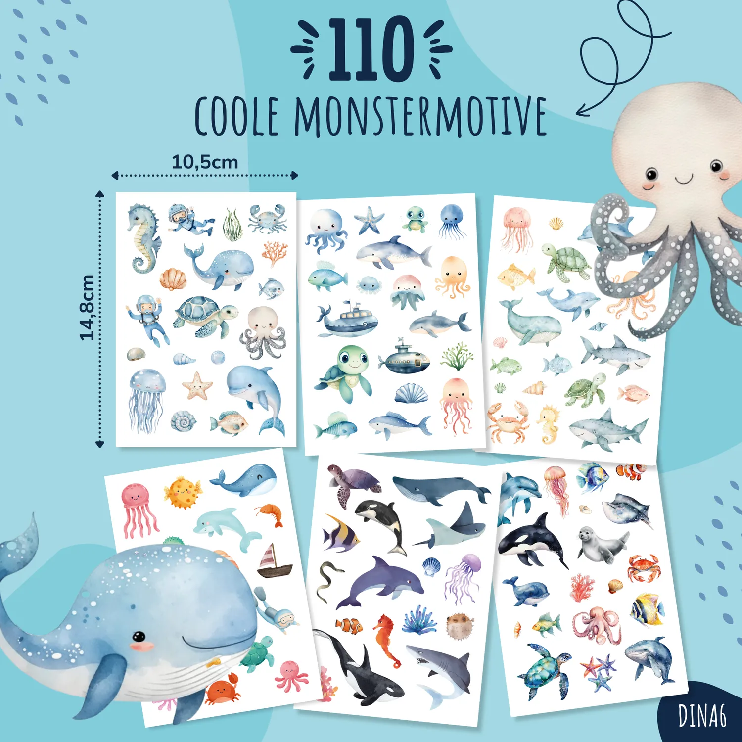 MeinBaby123 Unterwasserwelt Kinder-Tattoos 110er hautfreundlich
