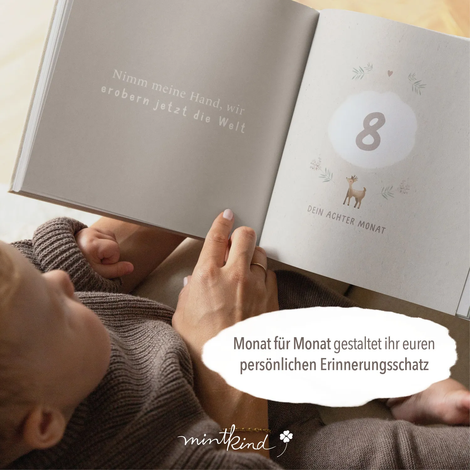 MINTKIND Dein erstes Jahr Babytagebuch Beige 164 Sticker