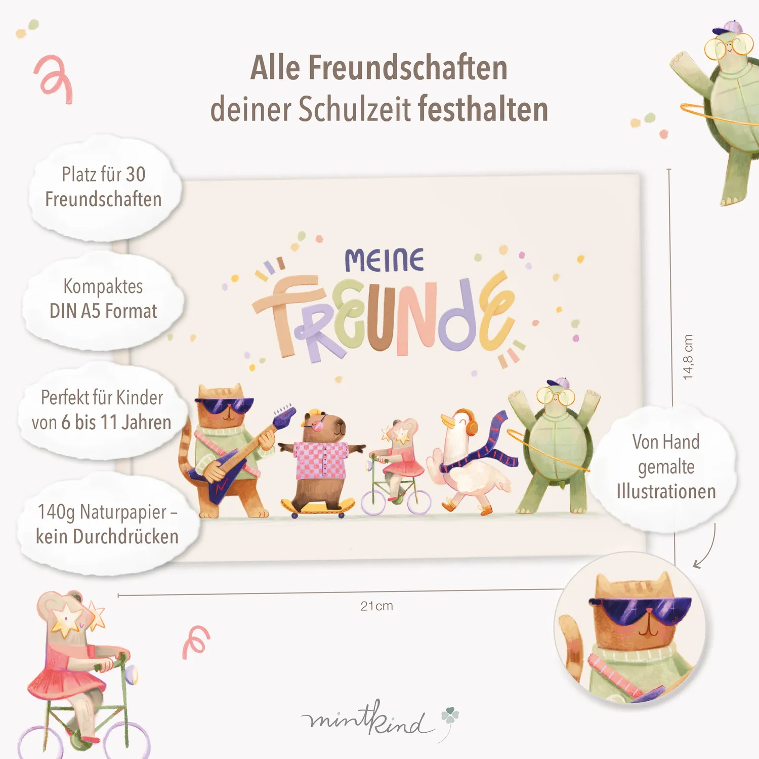 MINTKIND Freundebuch Schule 30 Freunde Leo Monster Smileys