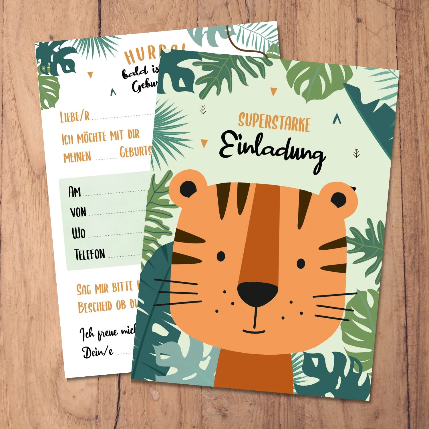 MeinBaby123 Tiger Einladungskarten Kindergeburtstag 10er mit Umschlag