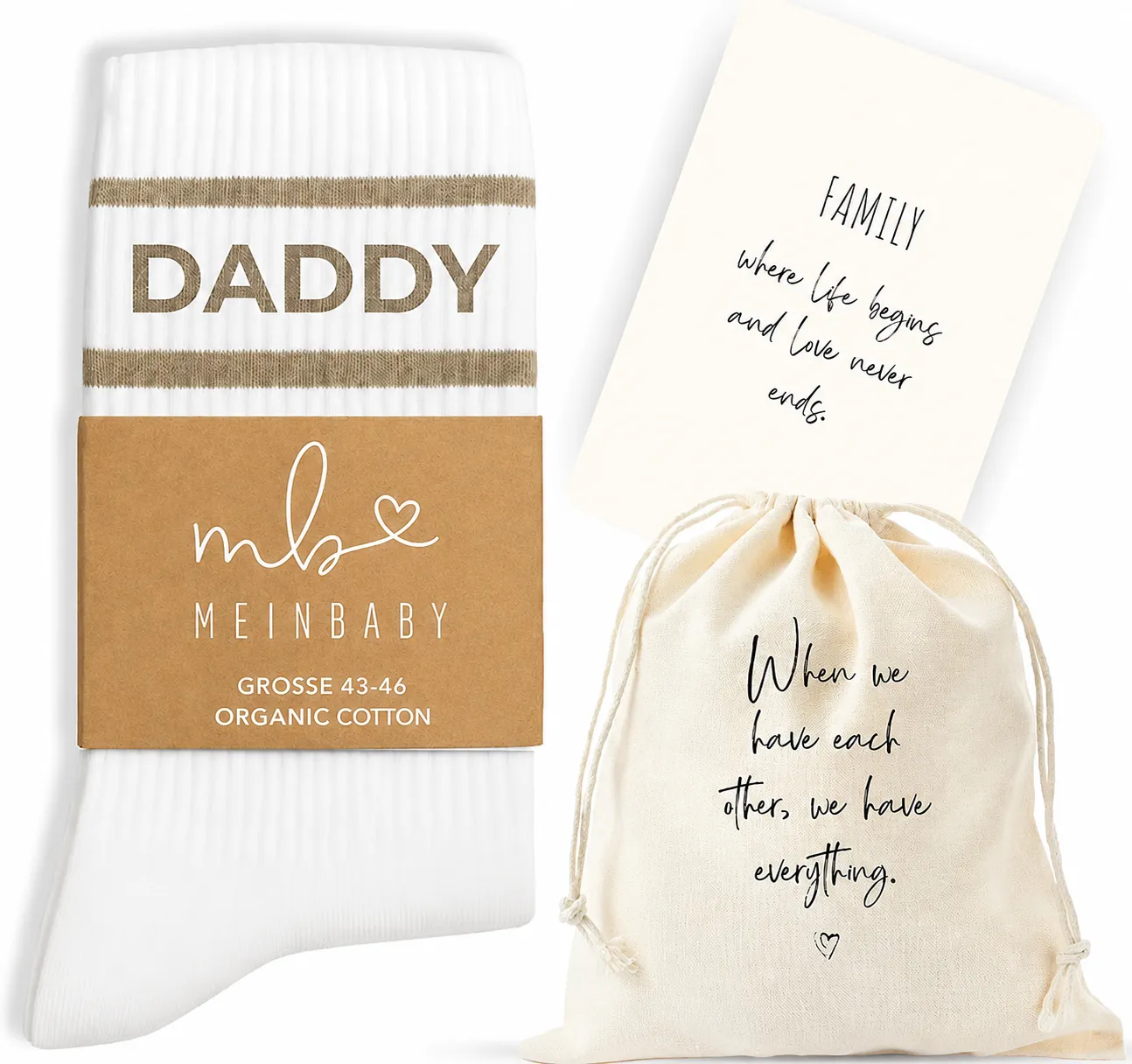 MeinBaby123 Daddy Retro-Socken Beige 39-42 Bio-Baumwolle Paar