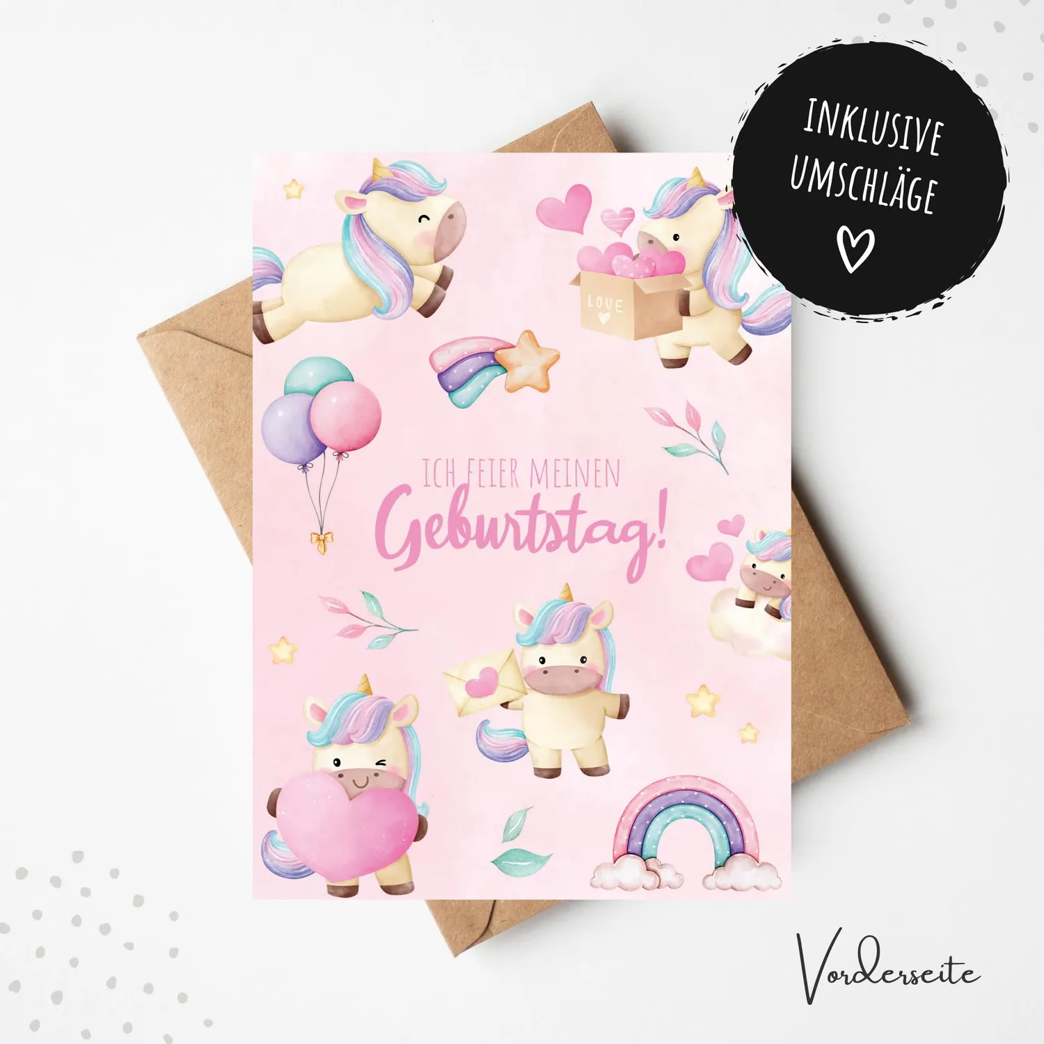 MeinBaby123 Einhorn Einladungskarten Kindergeburtstag 10er Umschlag