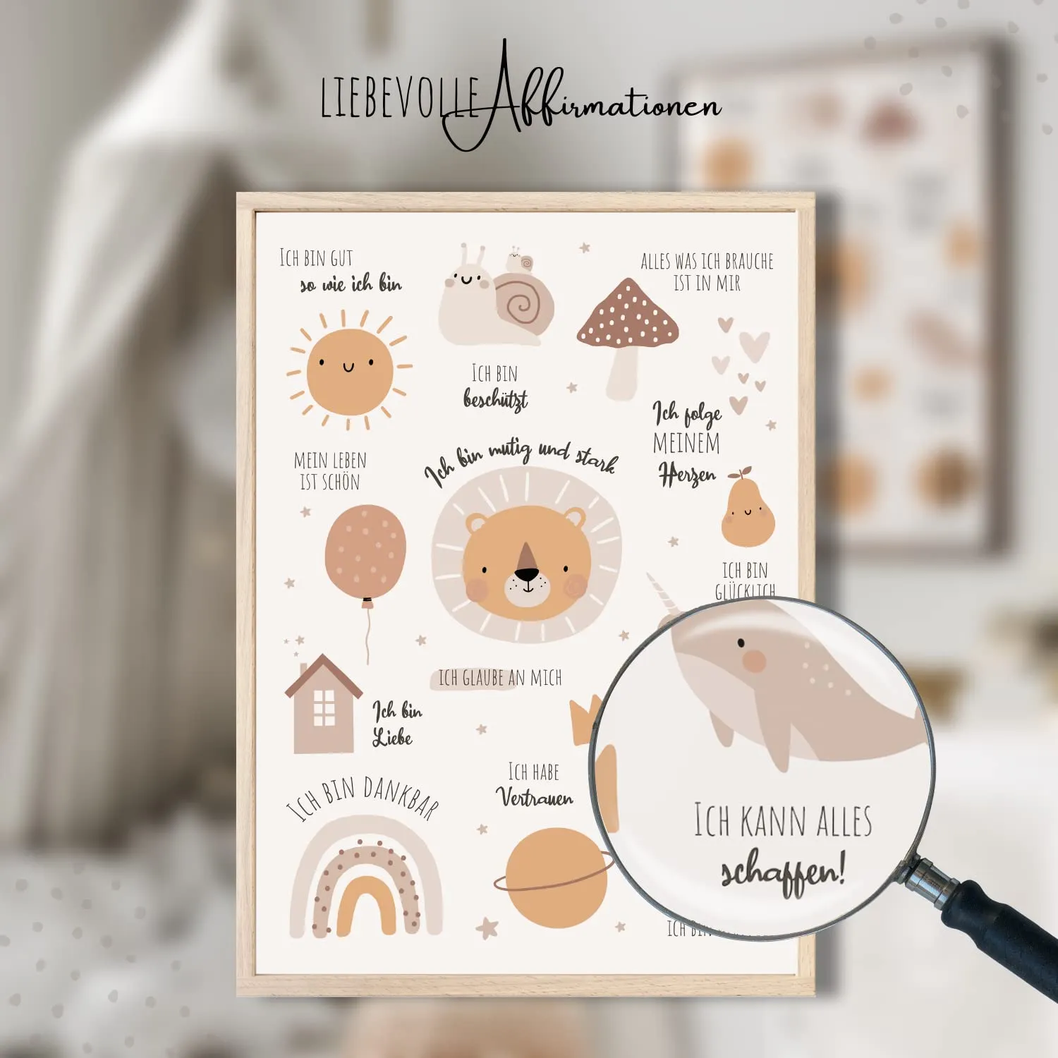 MeinBaby123 Affirmationen Kinderzimmerposter A2 Tiermotive