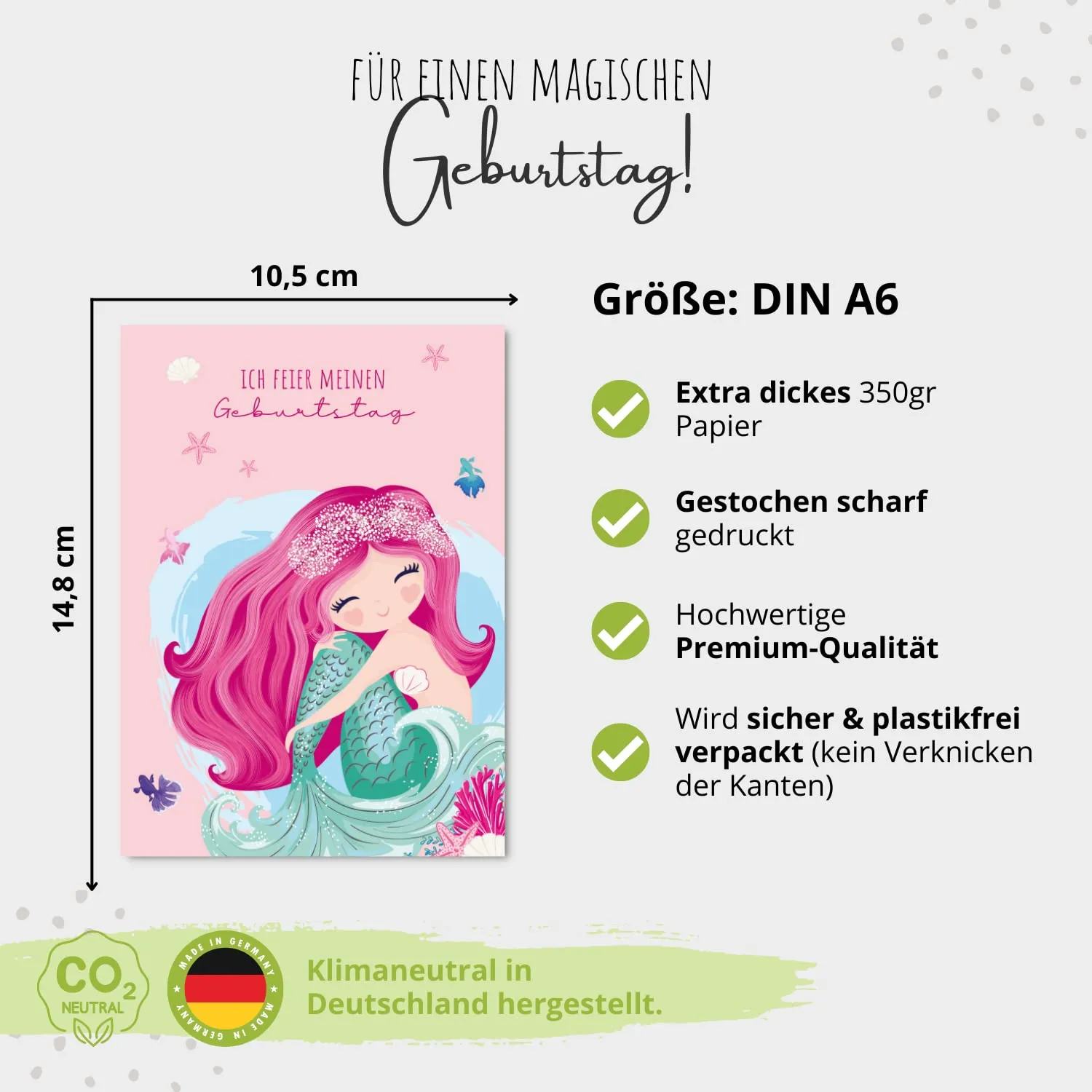 MeinBaby123 Einladungskarten Kindergeburtstag Meerjungfrau 10er