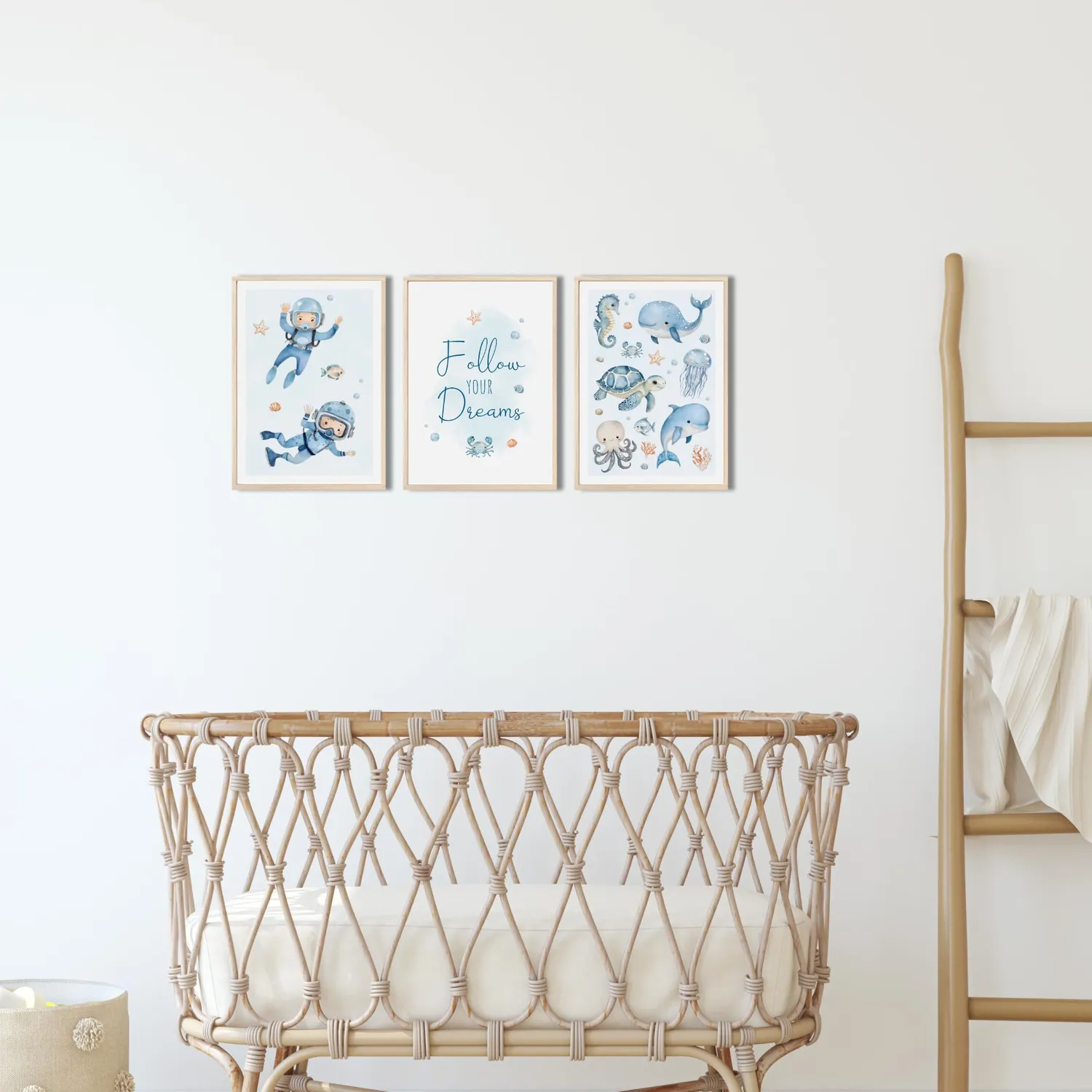 MeinBaby123 Unterwasserwelt Kinderzimmerposter 3er Set A4 matt