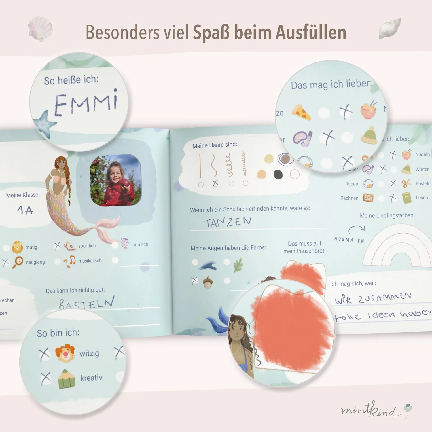 MINTKIND Freundebuch Grundschule Meerjungfrau 30 Freunde
