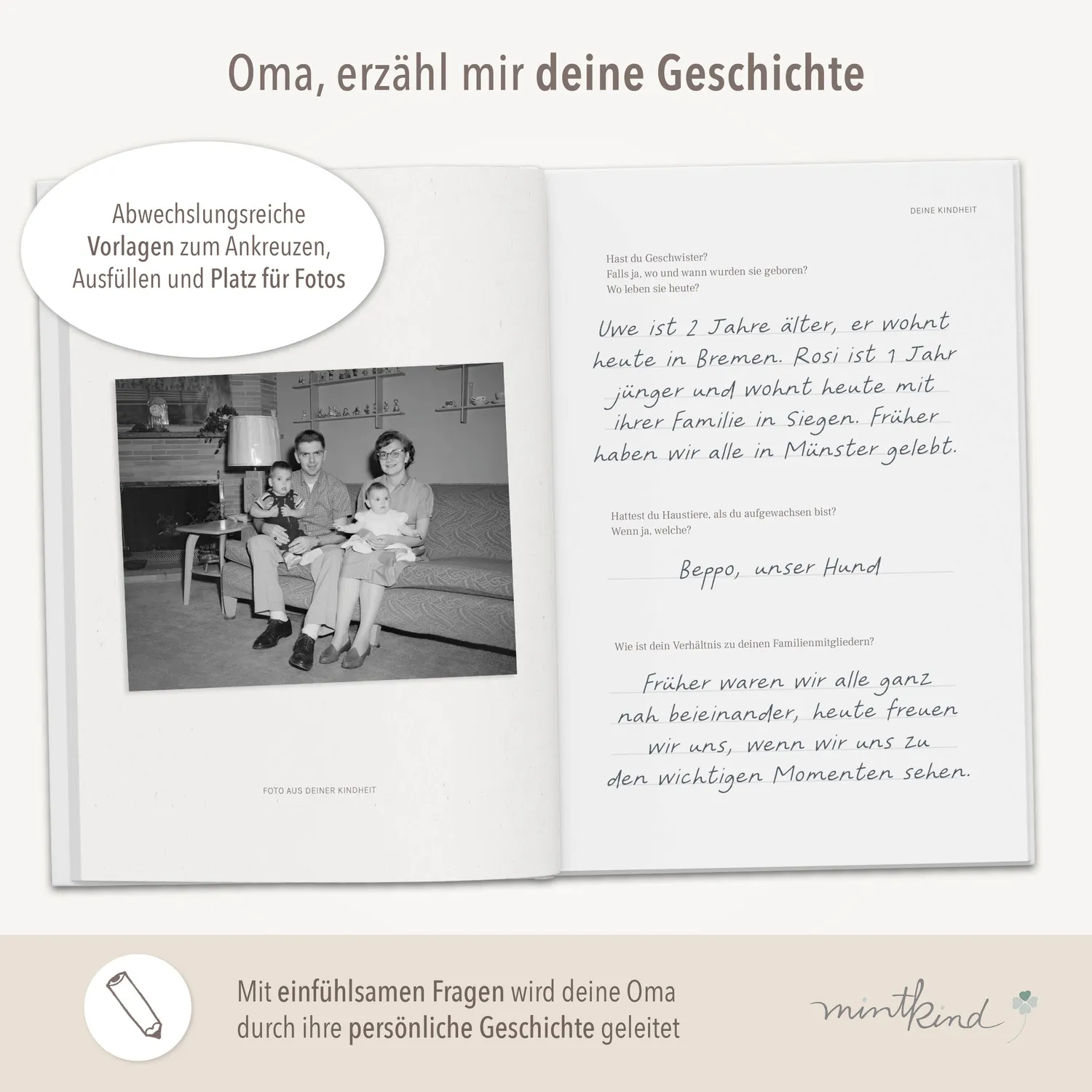 MINTKIND Dein Leben Oma Erinnerungsbuch 112 Seiten