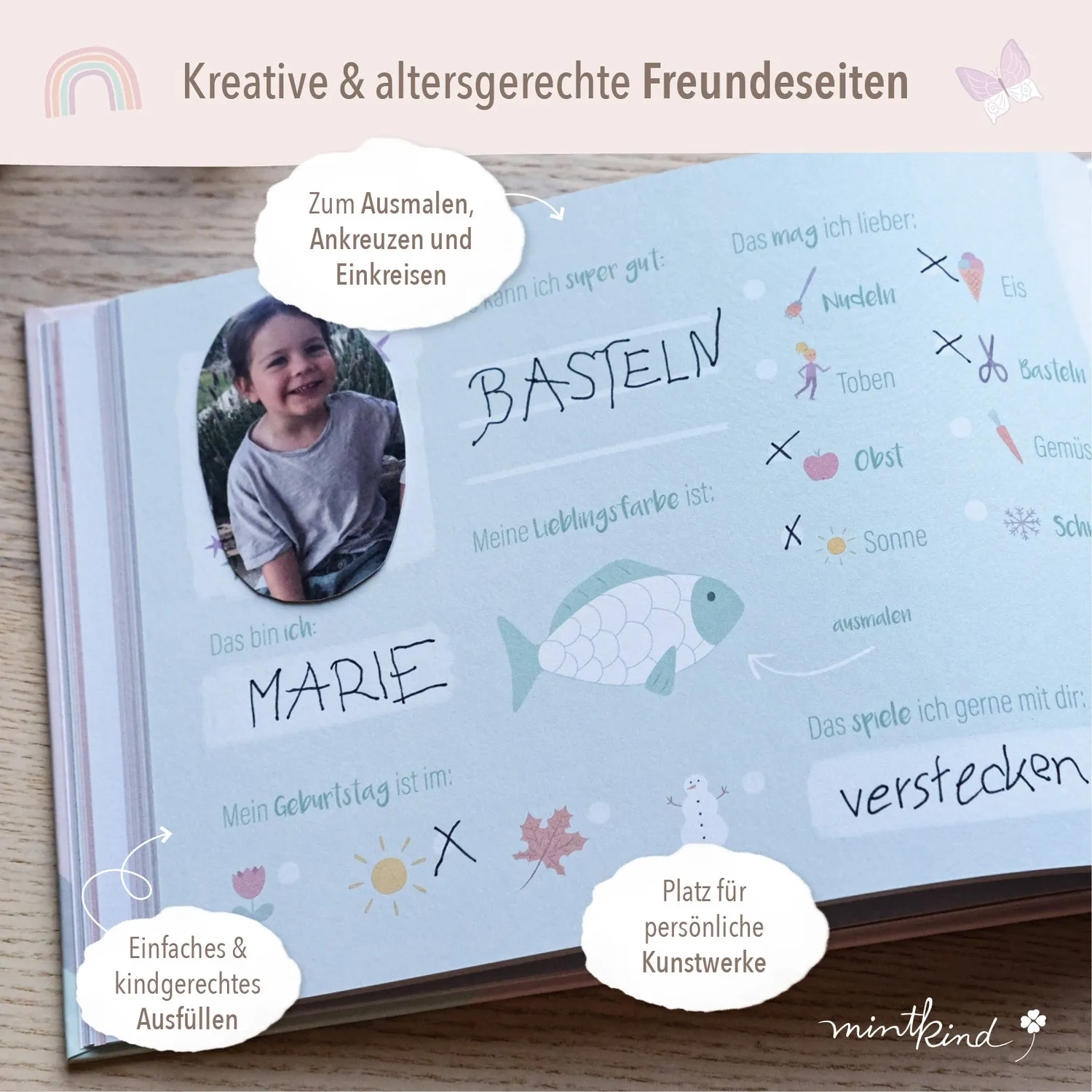 MINTKIND Feenwelt Kindergarten Freundebuch A5 80 Seiten