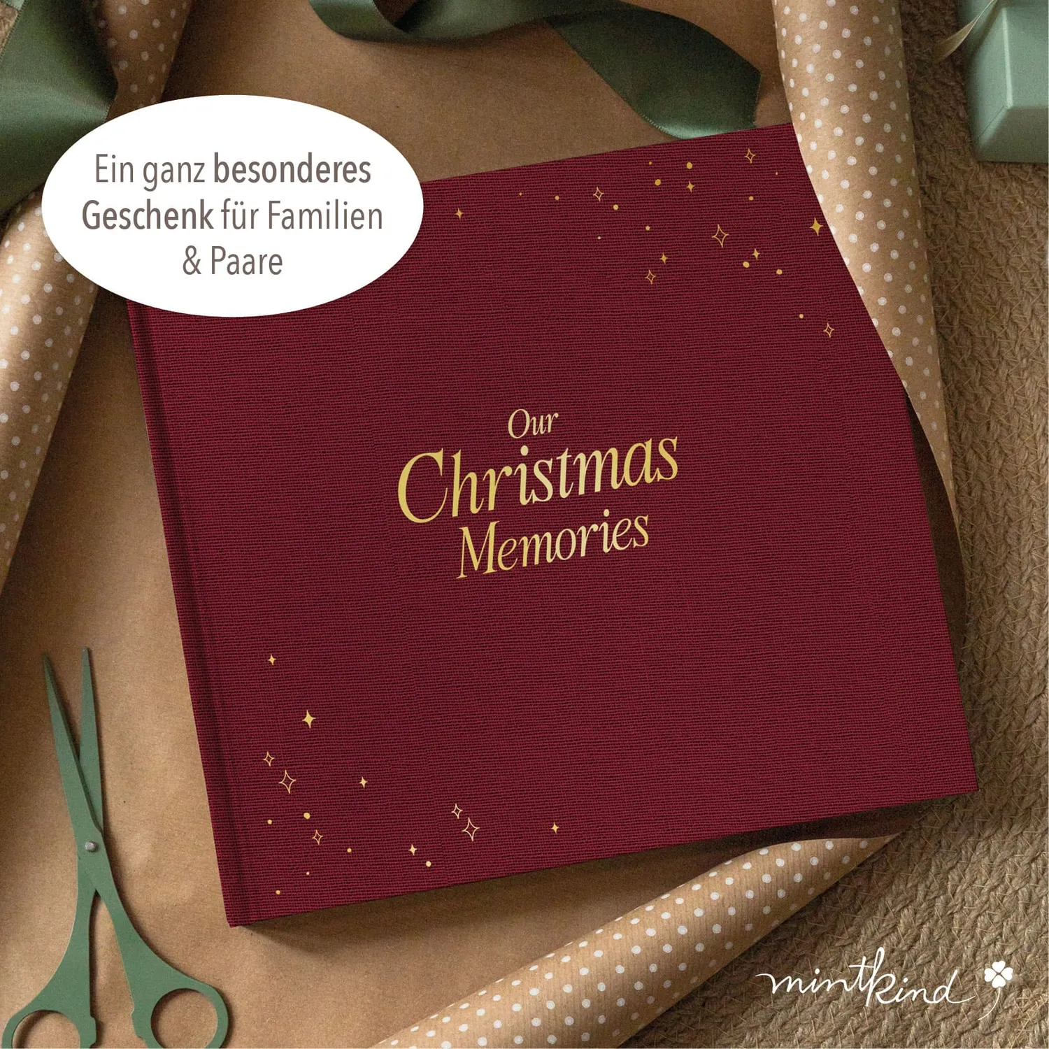 MINTKIND Our Christmas Memories Erinnerungsbuch Leinen Rot 10 Jahre