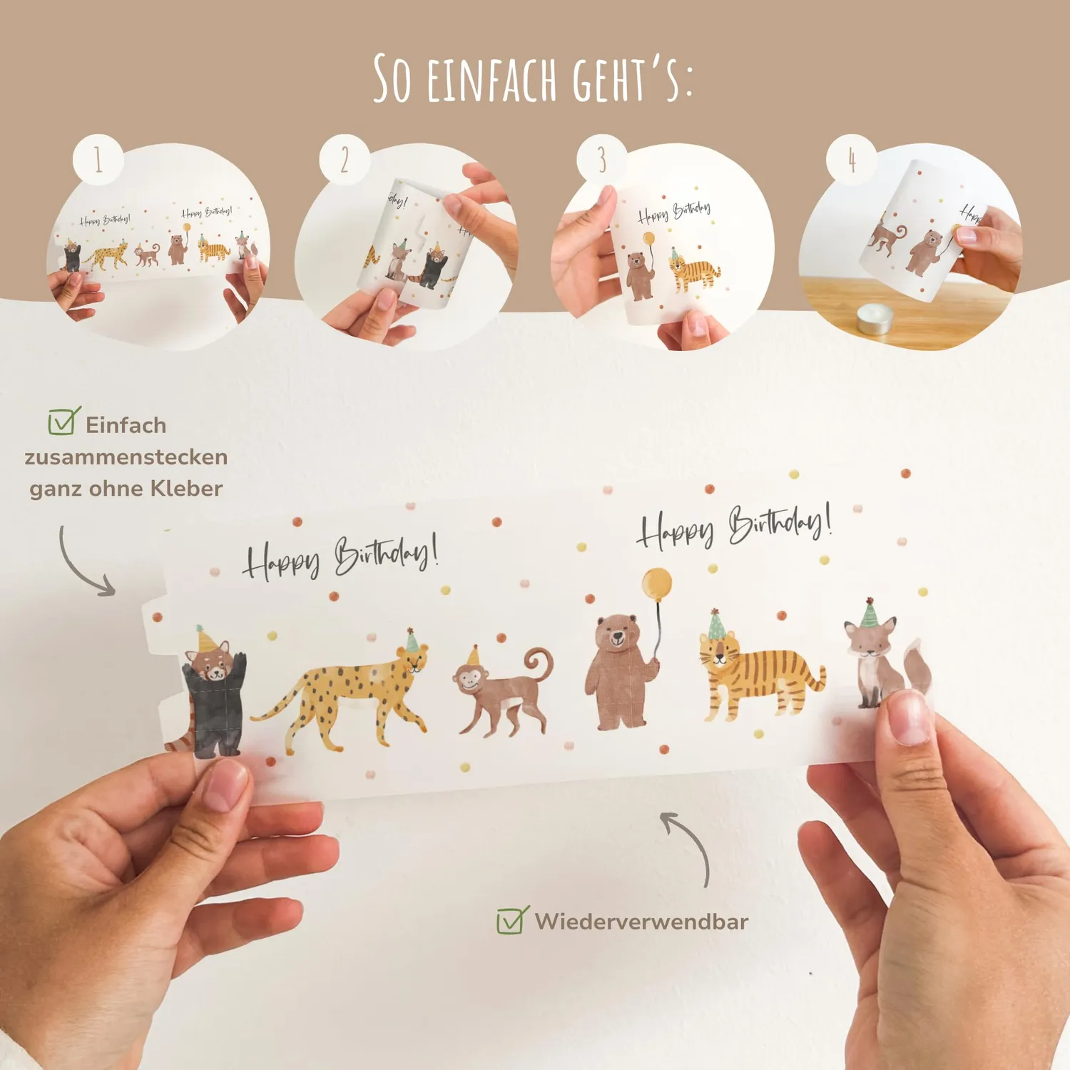 MeinBaby123 Windlicht Tischdeko Kindergeburtstag Tiere 10 Stück