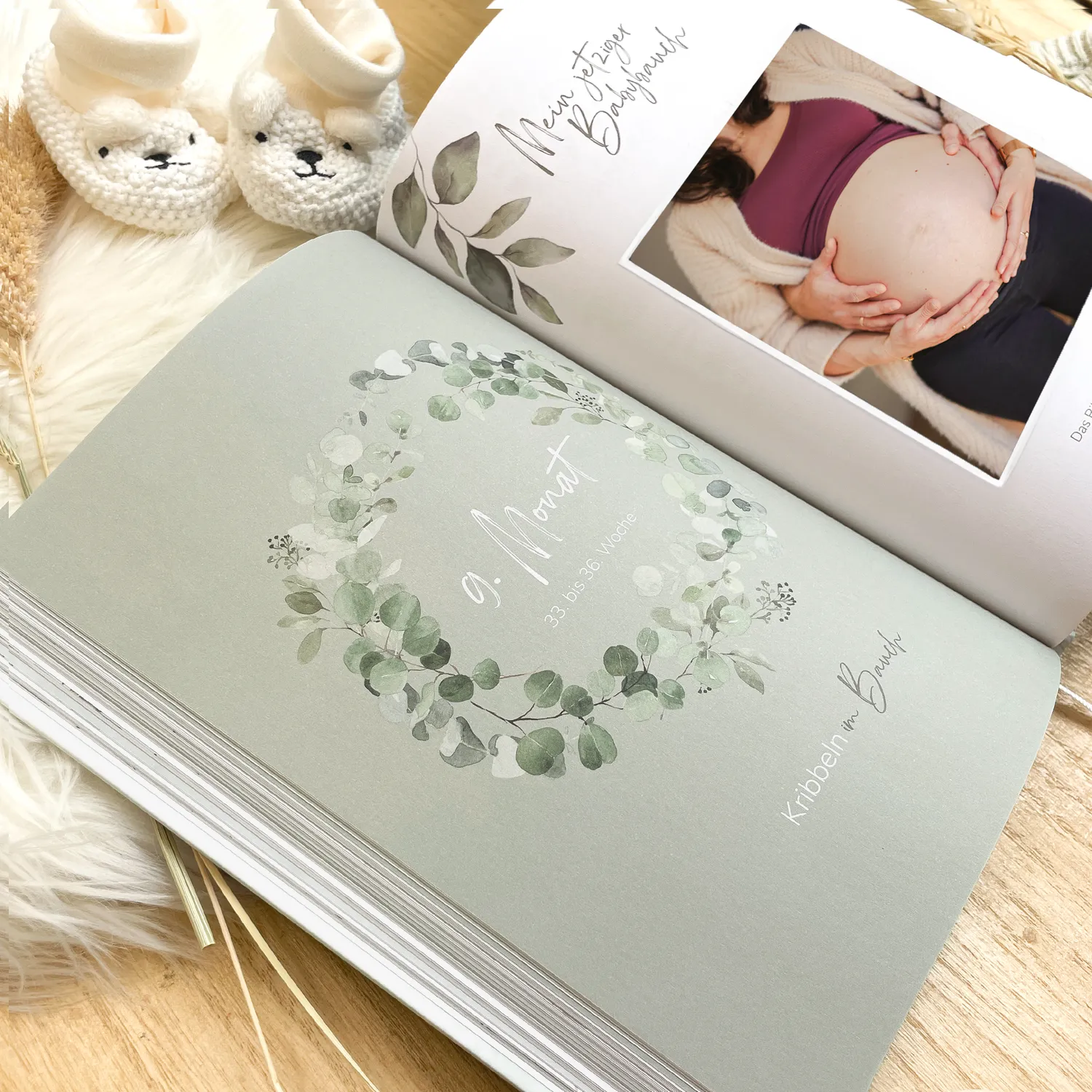 MeinBaby123 Schwangerschaftstagebuch Mint Eukalyptus 136 Seiten