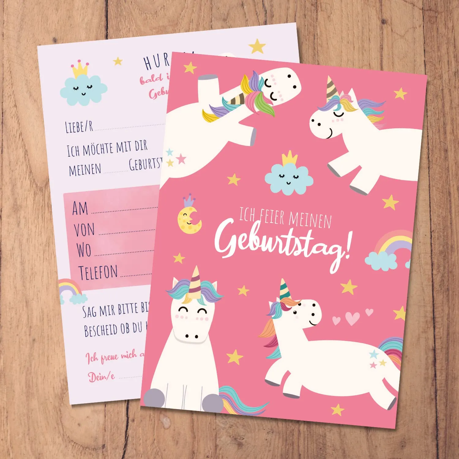 MeinBaby123 Einladungskarten Einhorn 10er Set A6