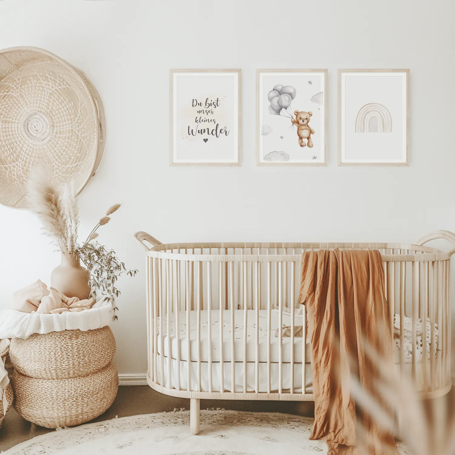 MeinBaby123 Bär & Regenbogen Poster 3er Set A4 Boho