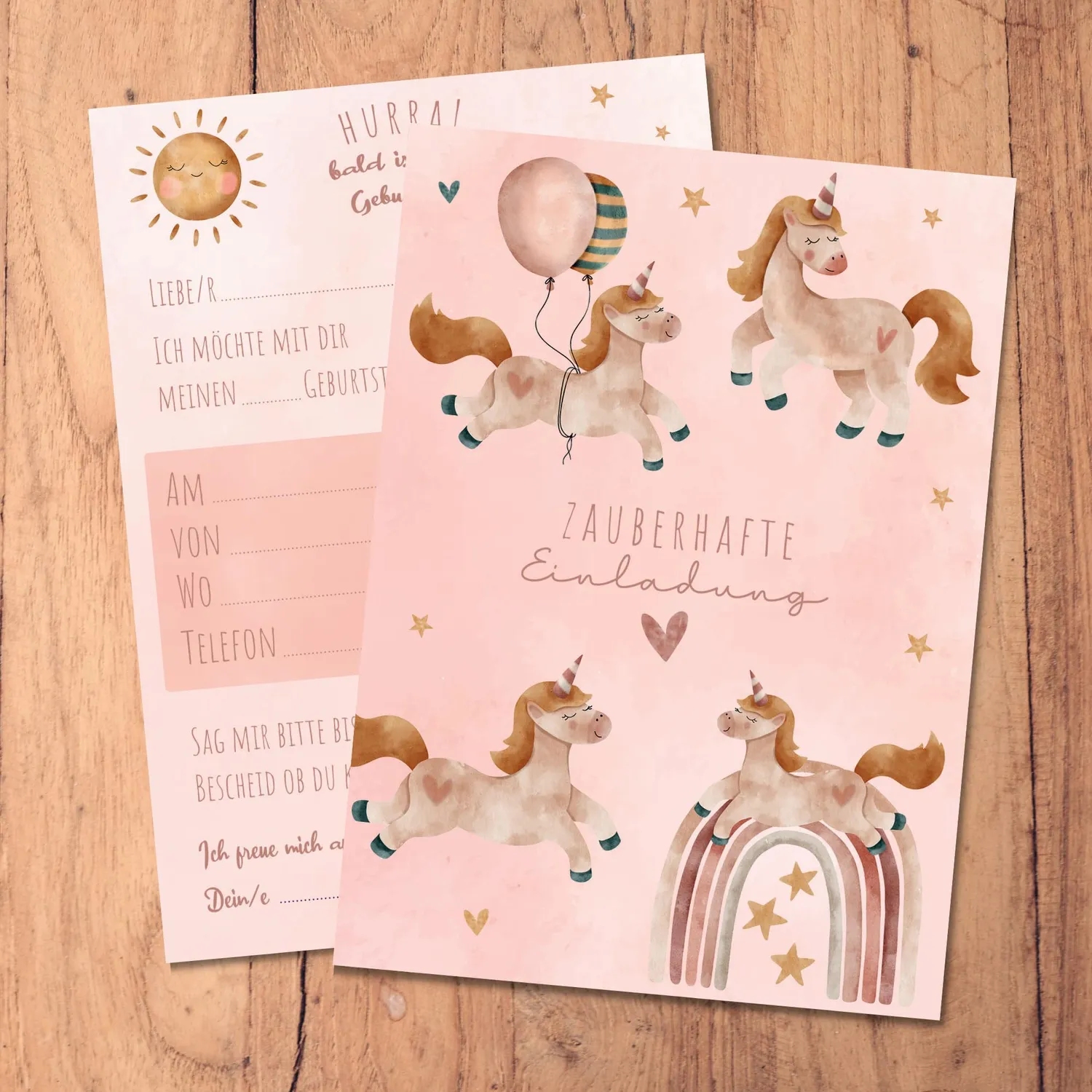 MeinBaby123 Einhorn Einladungskarten Kindergeburtstag 10 Stück Umschläge