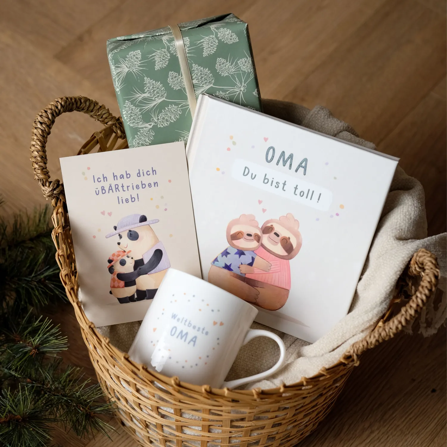 MINTKIND Oma Geschenk Set Buch Tasse Karte 3-teilig
