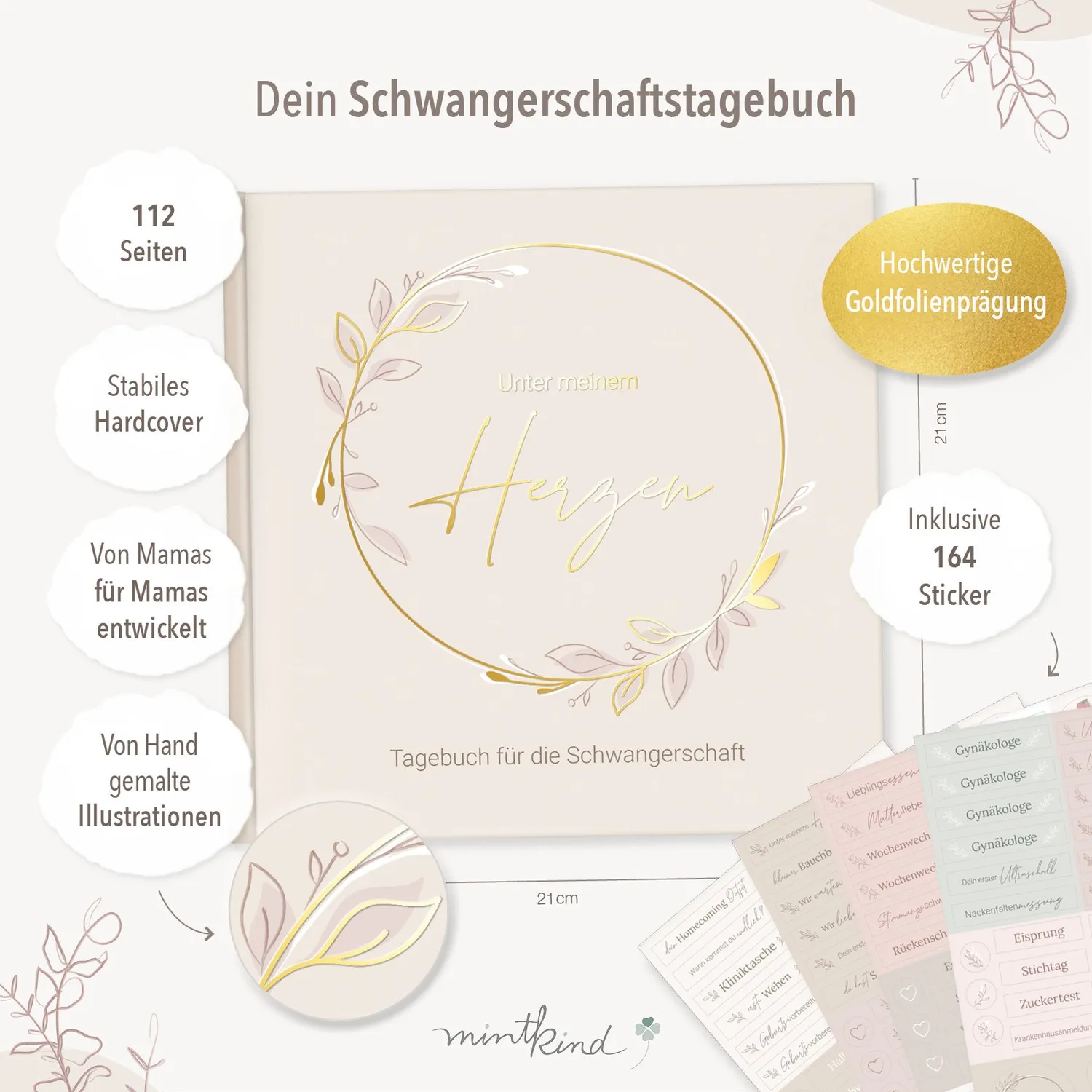 MINTKIND Schwangerschaft Bundle Tagebuch Karten Sticker Set