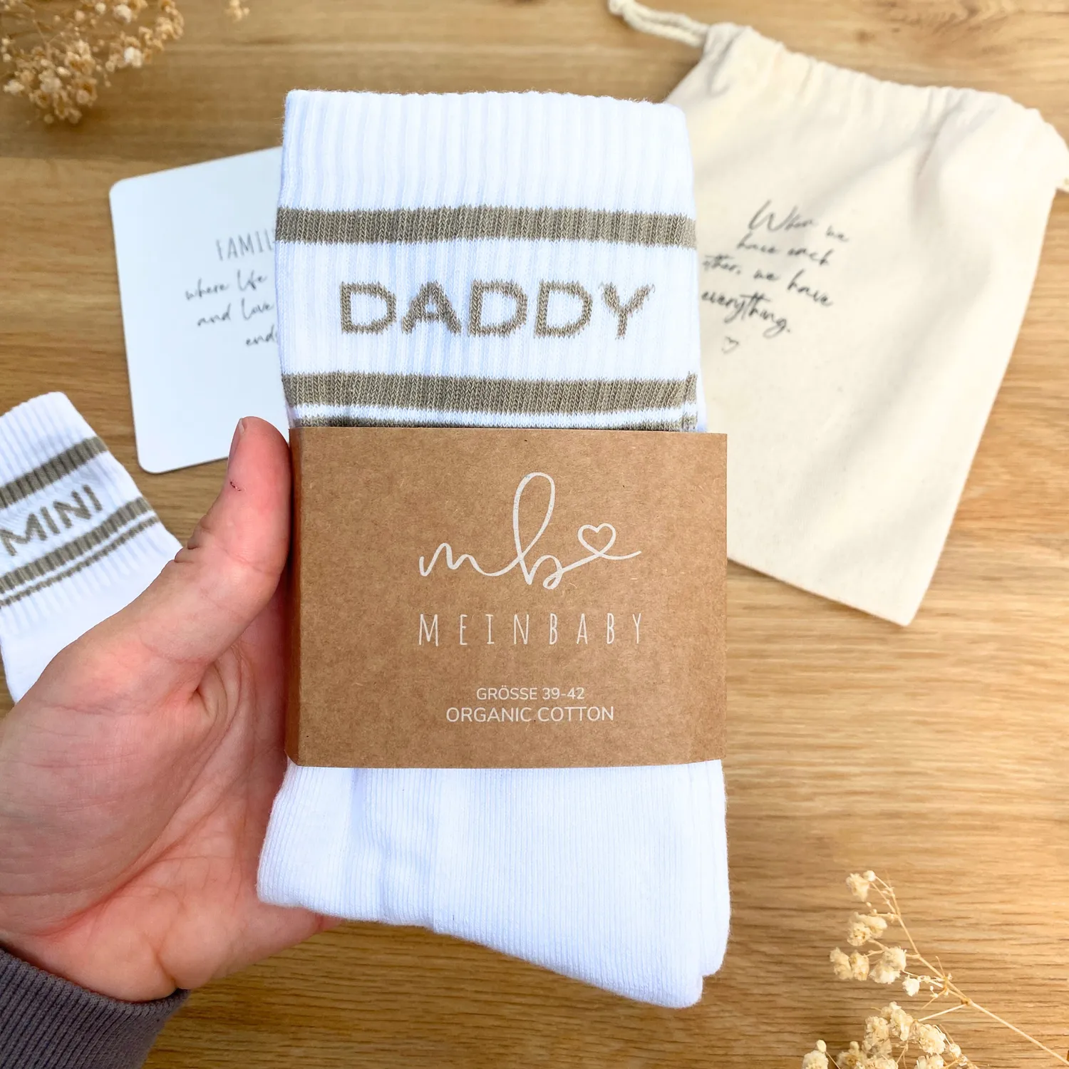 MeinBaby123 Daddy Retro-Socken Beige 39-42 Bio-Baumwolle Paar