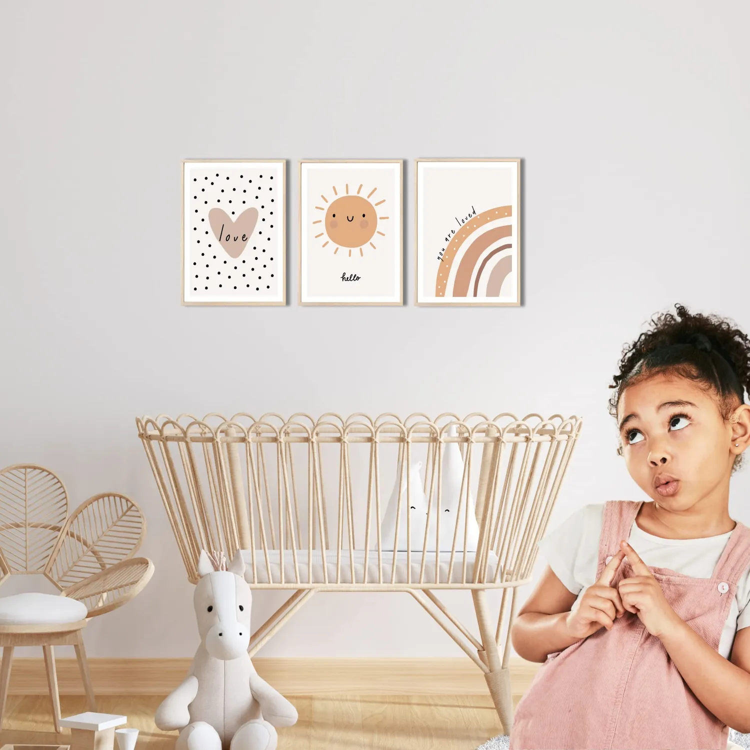 MeinBaby123 Kinderzimmerposter Sonne & Herz 3er Set A4