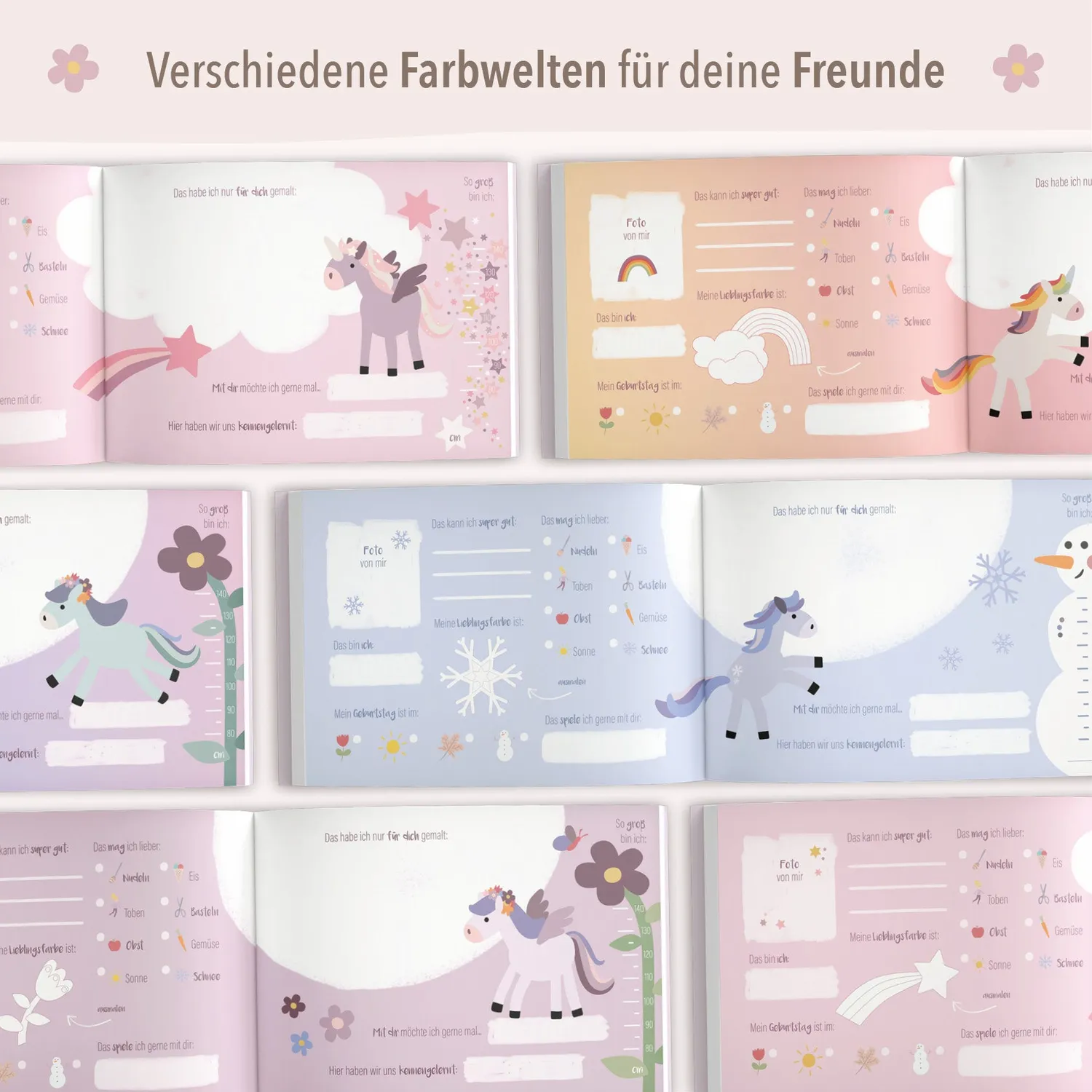 MINTKIND Einhorn Freundebuch Kindergarten Rosa 96 Seiten