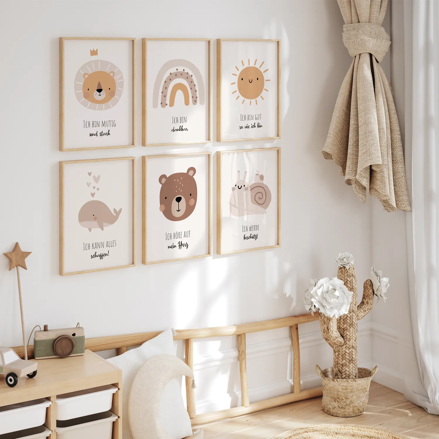 MeinBaby123 Poster Affirmation 6er Set A4 Boho Tiere