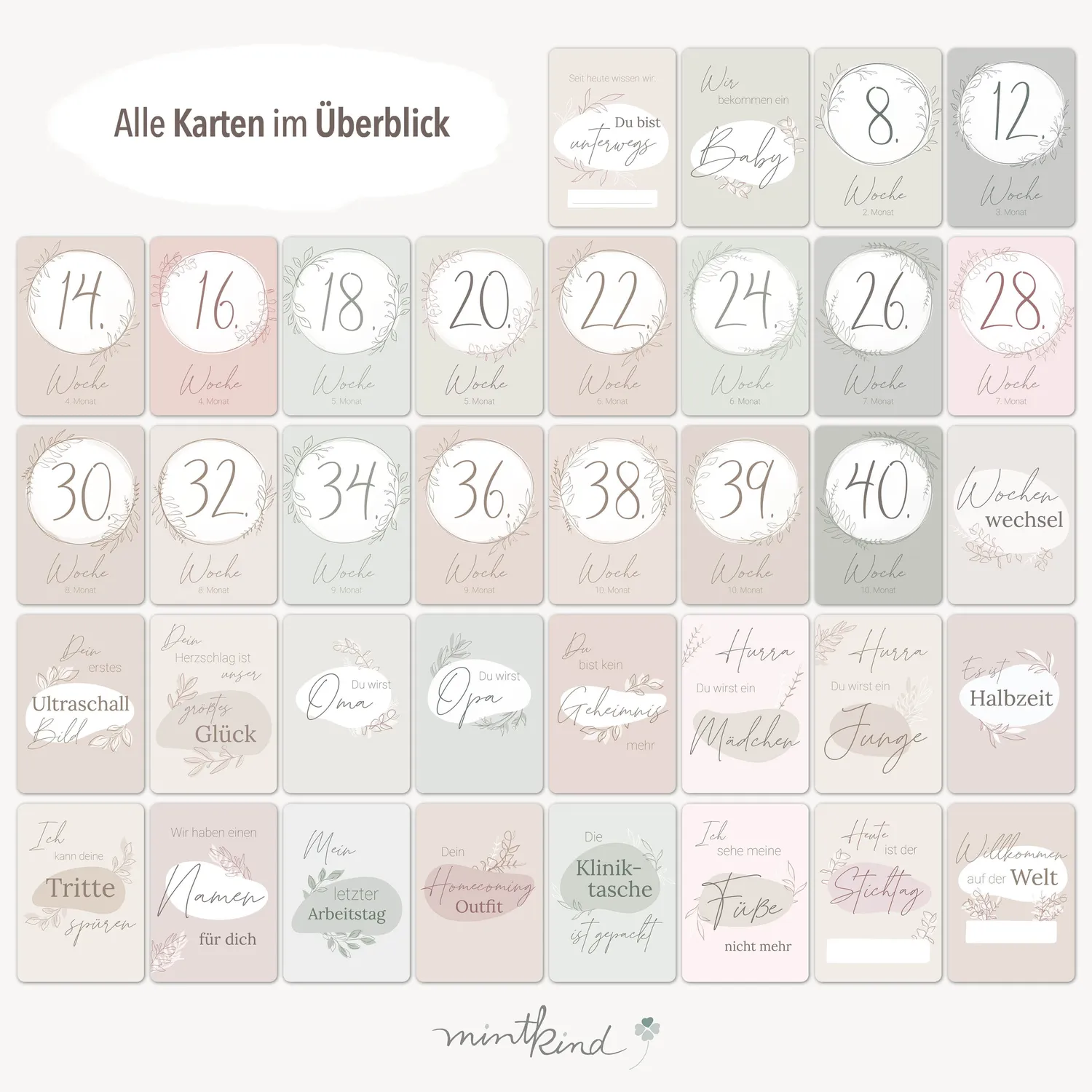 MINTKIND Meilensteinkarten Schwangerschaft Beige Fotos