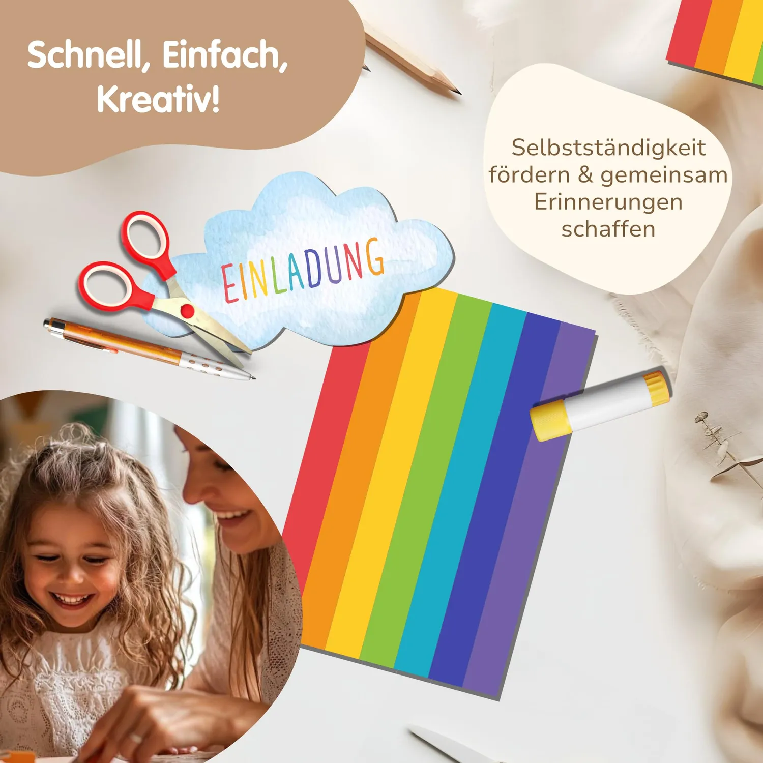 MeinBaby123 Einladungen Selberbasteln 10 Stk Regenbogen