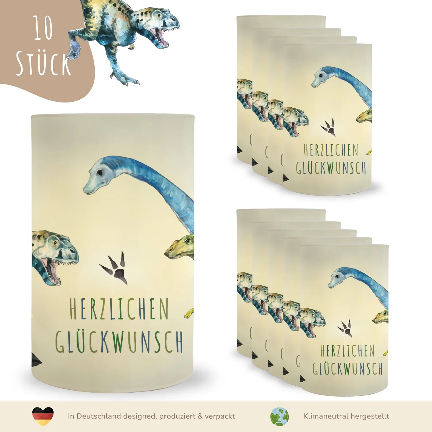 MeinBaby123 Dino Windlicht 10er Set Kindergeburtstag