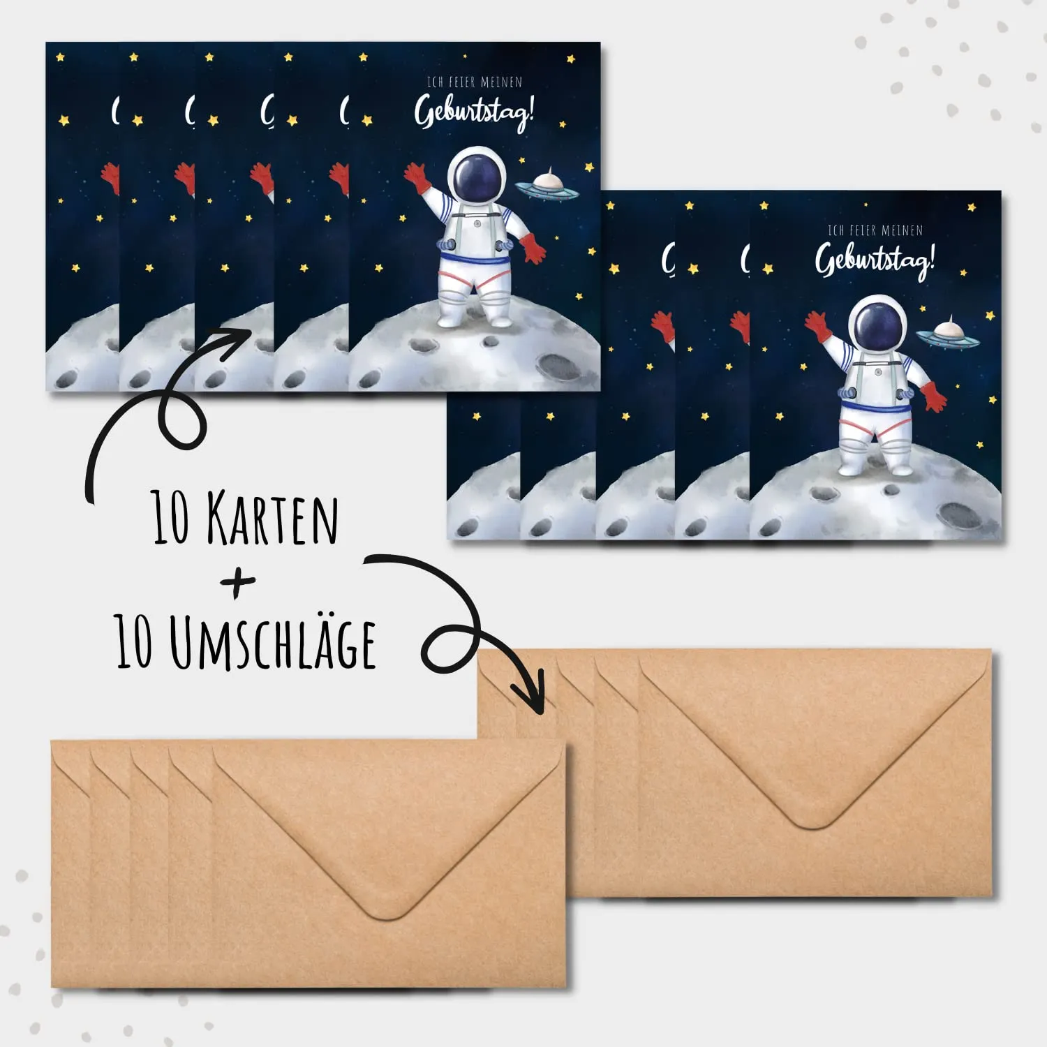 MeinBaby123 Einladungskarten Kindergeburtstag Astronaut 10er DIN A6