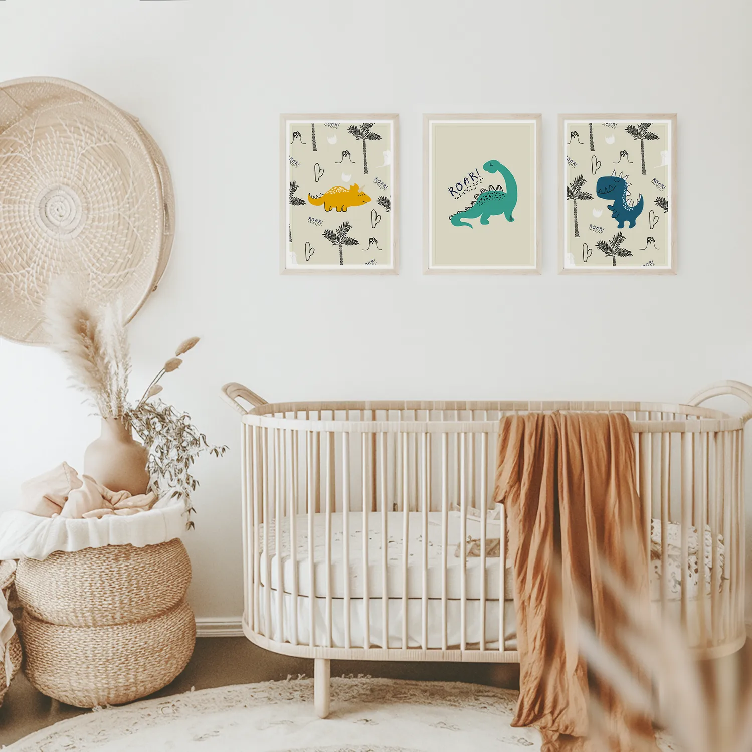 MeinBaby123 Dino Kinderzimmerposter 3er Set A4 matt