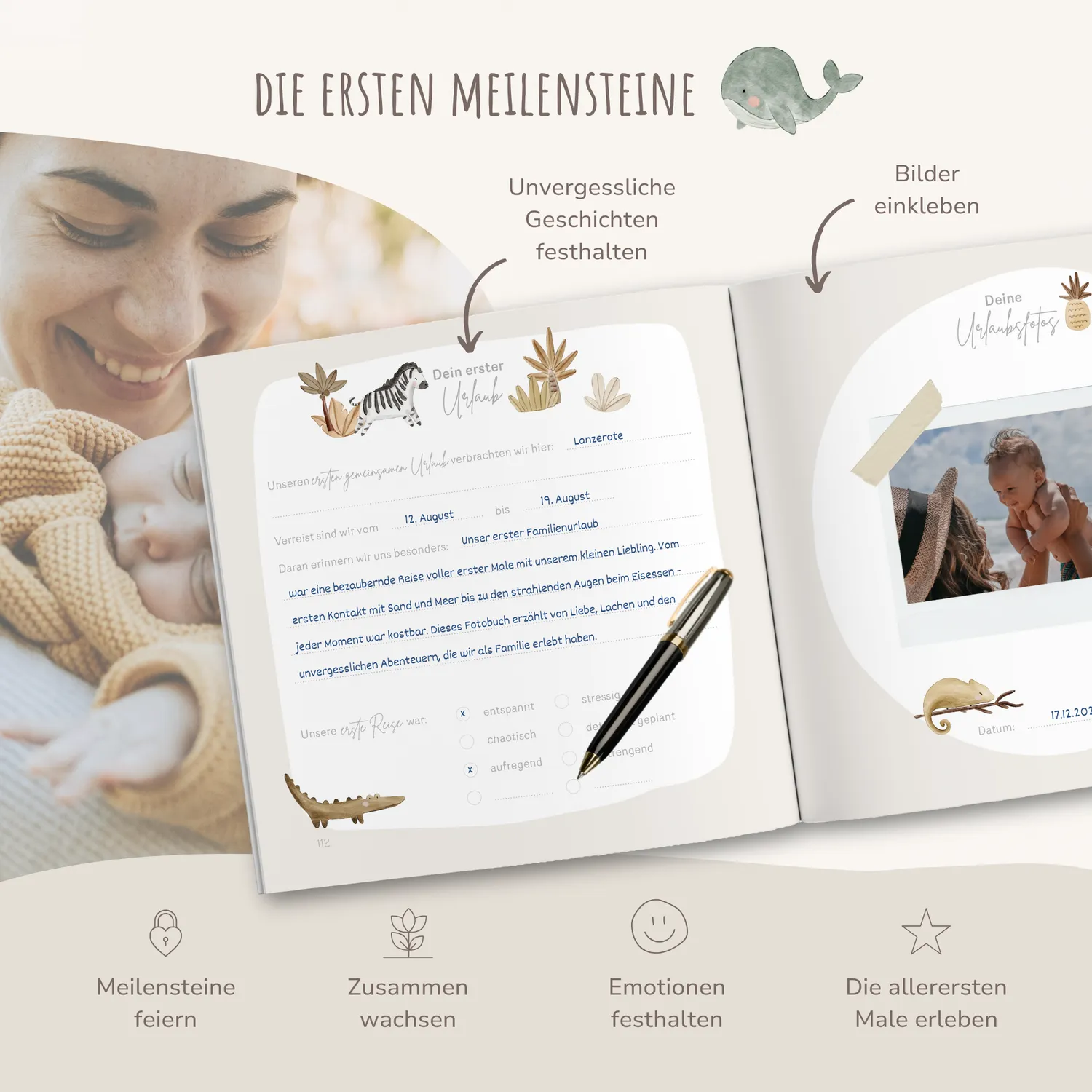 MeinBaby123 Babyalbum Dein erstes Jahr beige 2. Wahl
