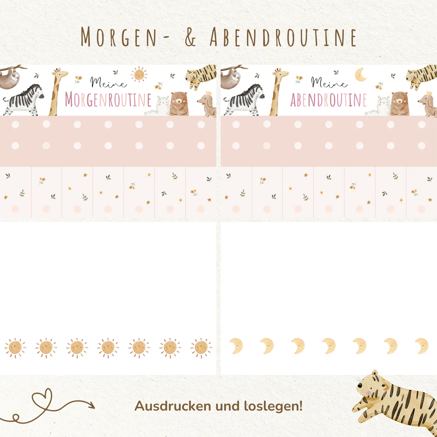 MeinBaby123 Morgenroutine Abendroutine Plan Boho Rosa PDF