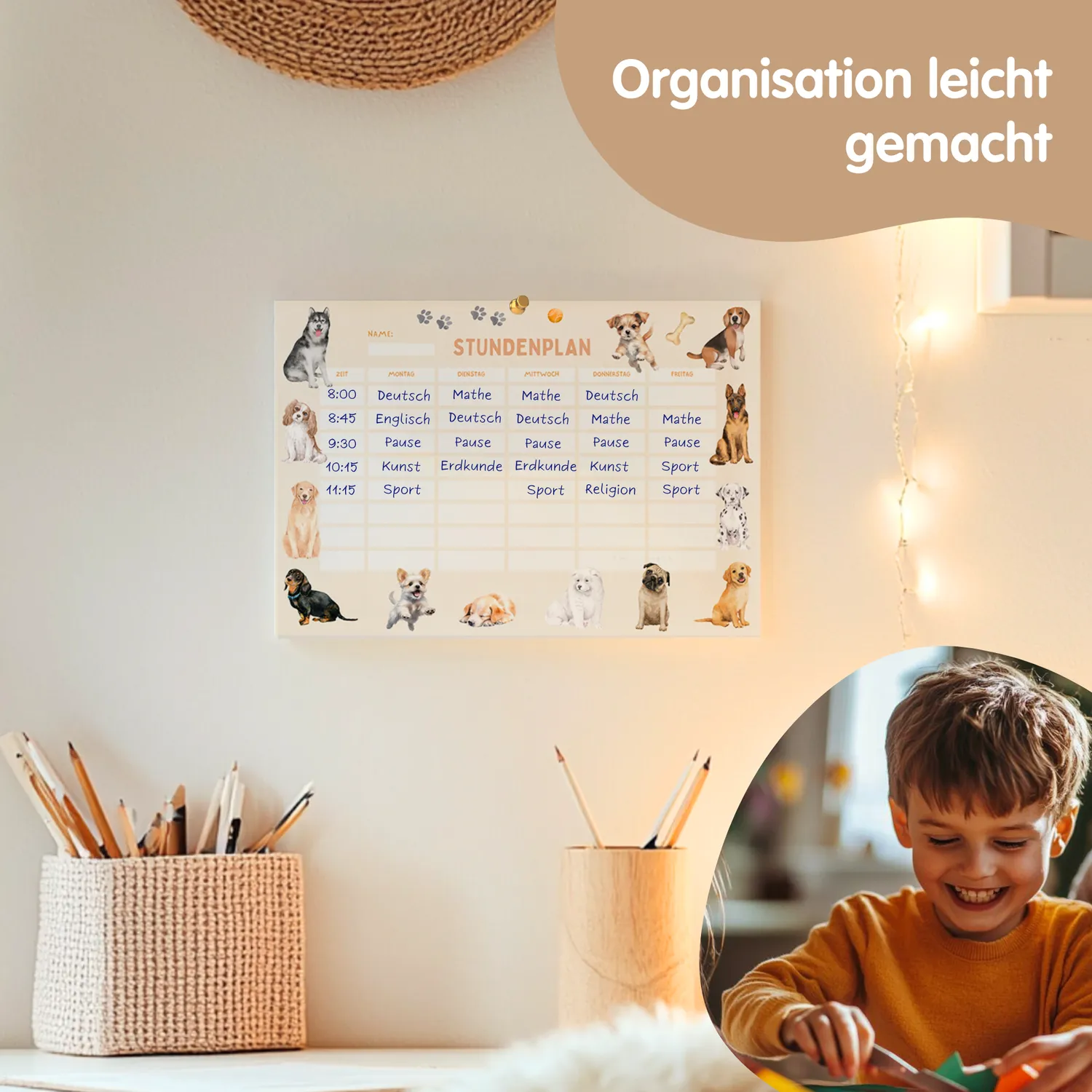 MeinBaby123 Stundenplan Hunde zum Ausdrucken A4 PDF