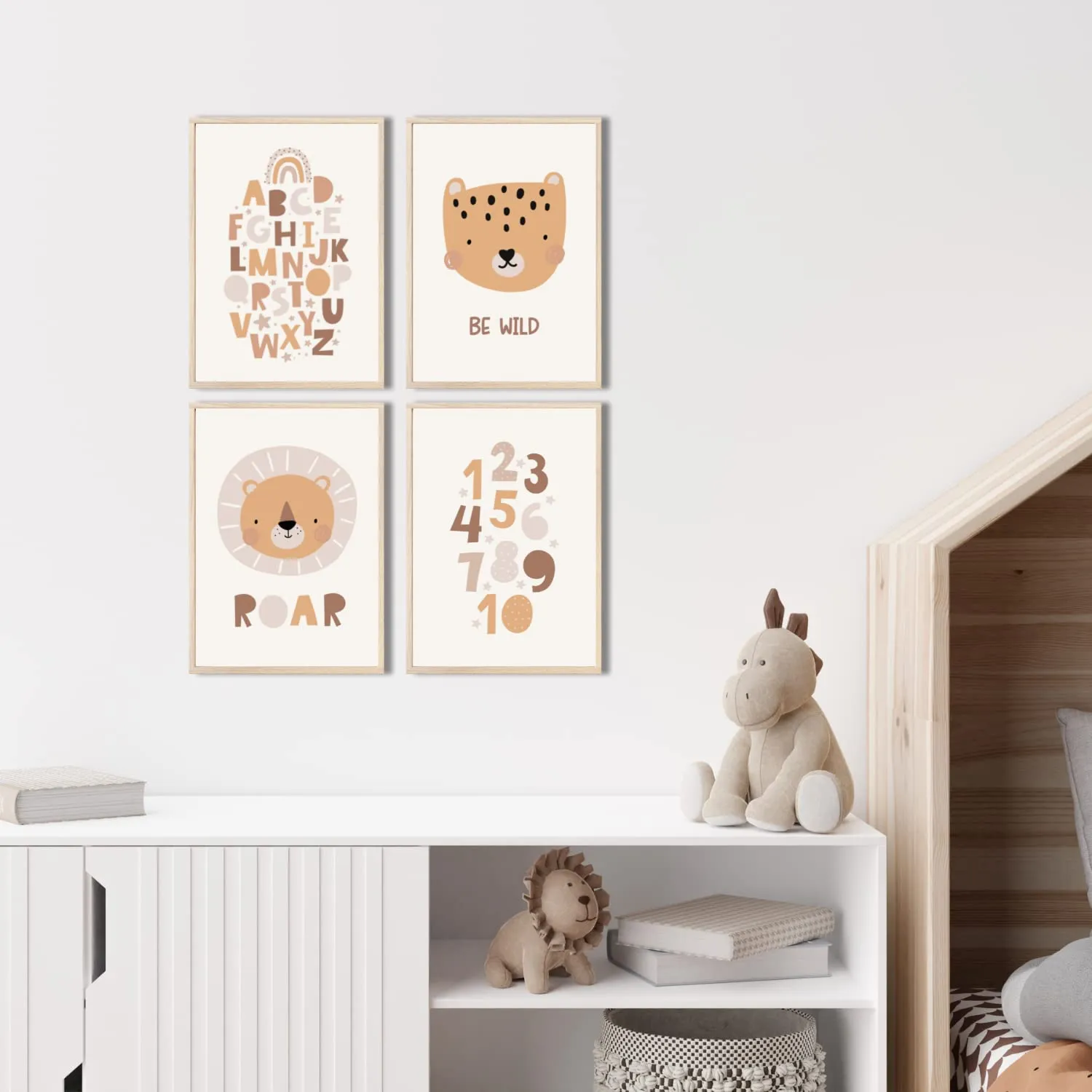 MeinBaby123 Süße Tiere Poster Kinderzimmer 4er Set A4