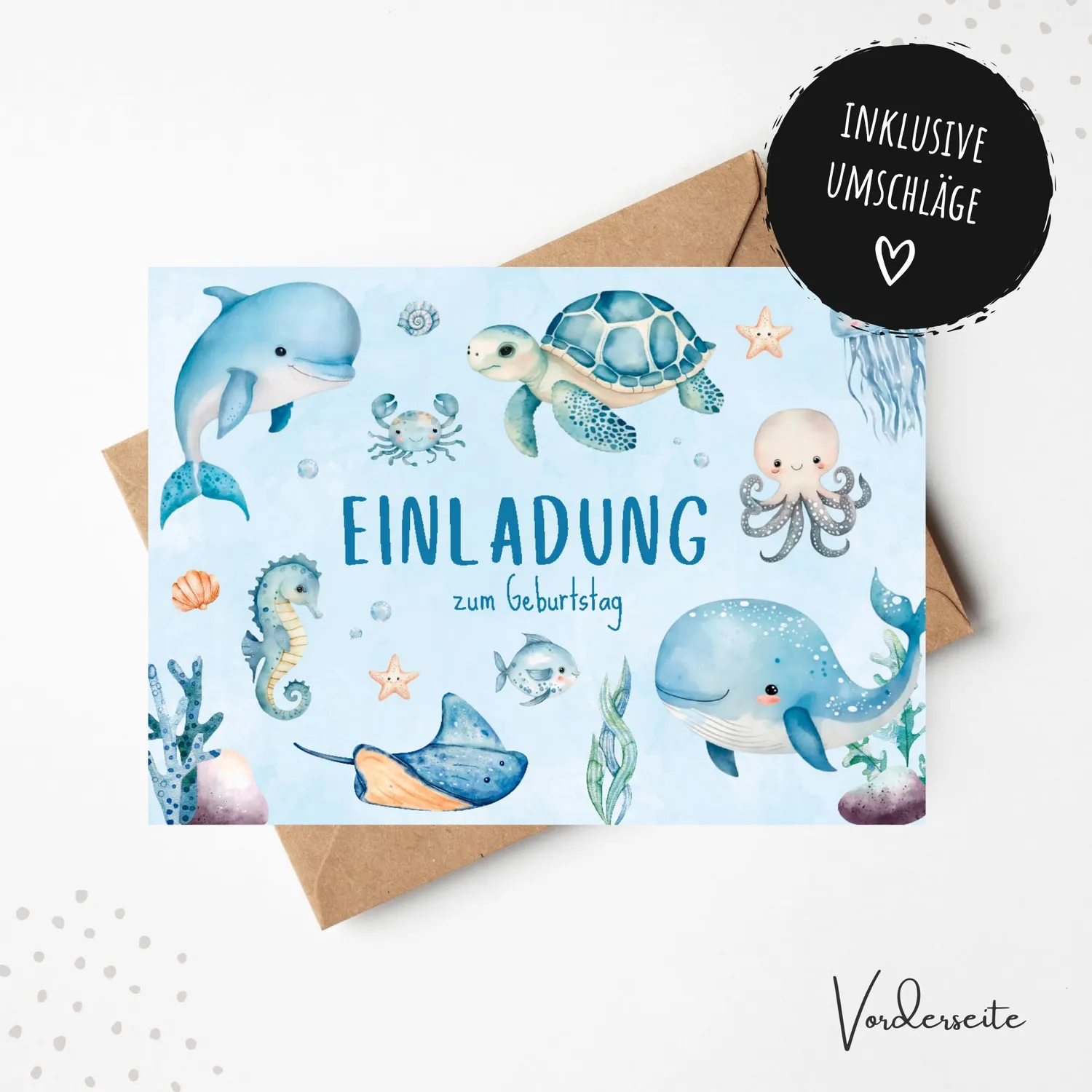 MeinBaby123 Kindergeburtstag Einladungskarten Unterwasserwelt 10er
