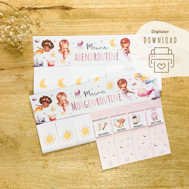 MeinBaby123 Morgen- & Abendroutine Stundenplan Meerjungfrau PDF