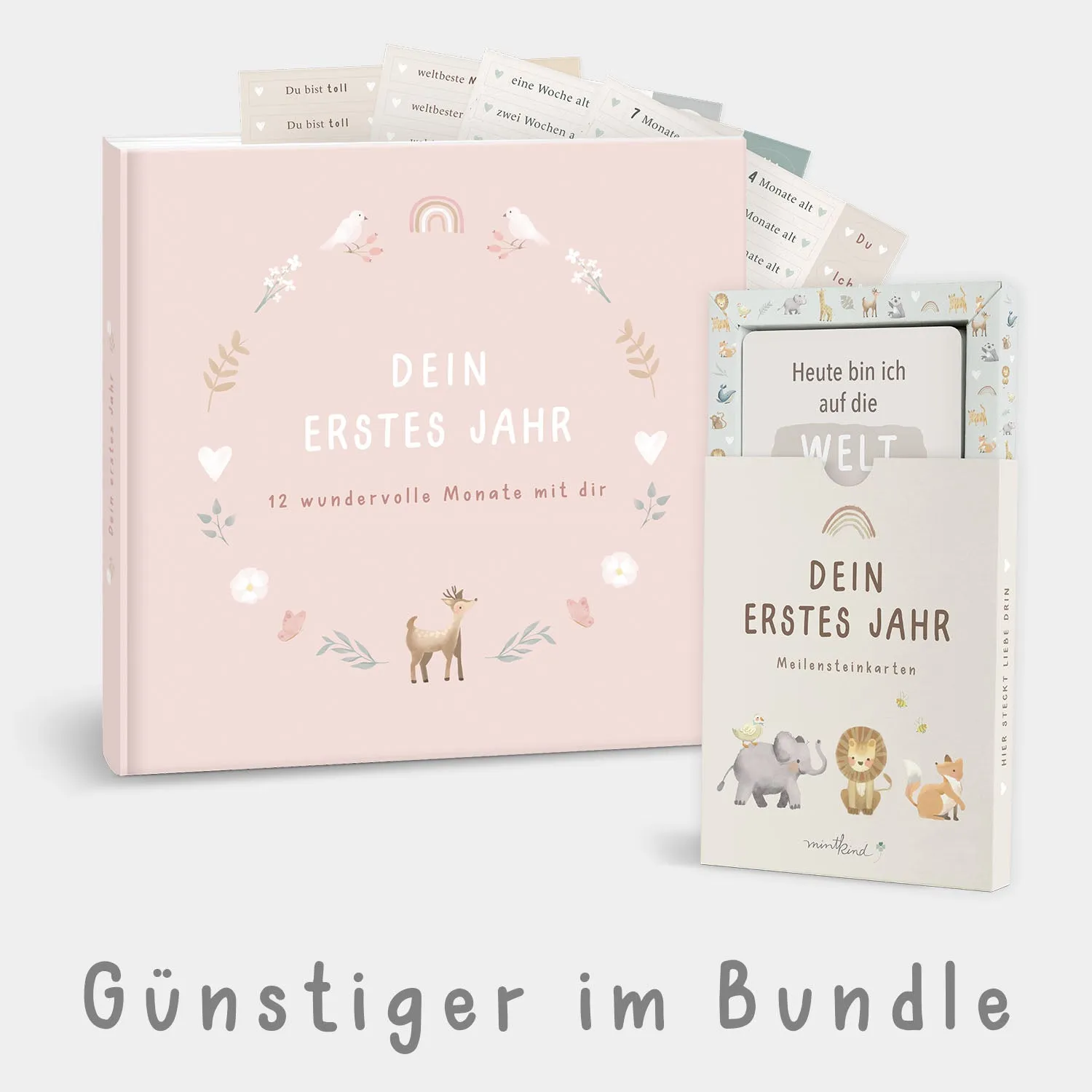 MINTKIND Hello Baby Bundle Set Babytagebuch beige