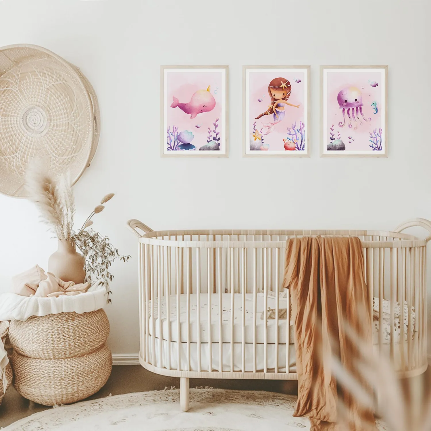 MeinBaby123 Kinderzimmer Poster 3er Set A4 Meerjungfrauen