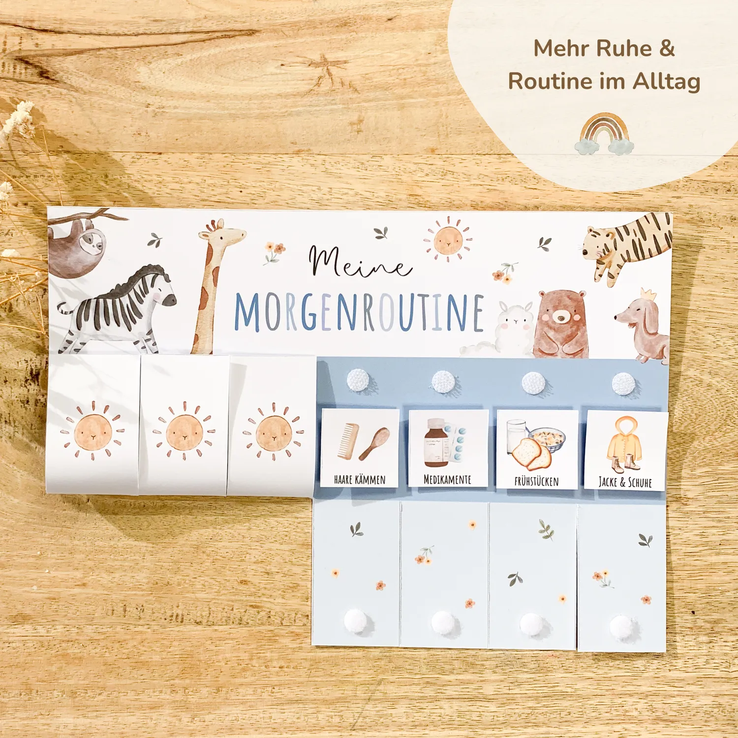 MeinBaby123 Boho Blau Morgen- Abendroutine PDF Ausdrucken