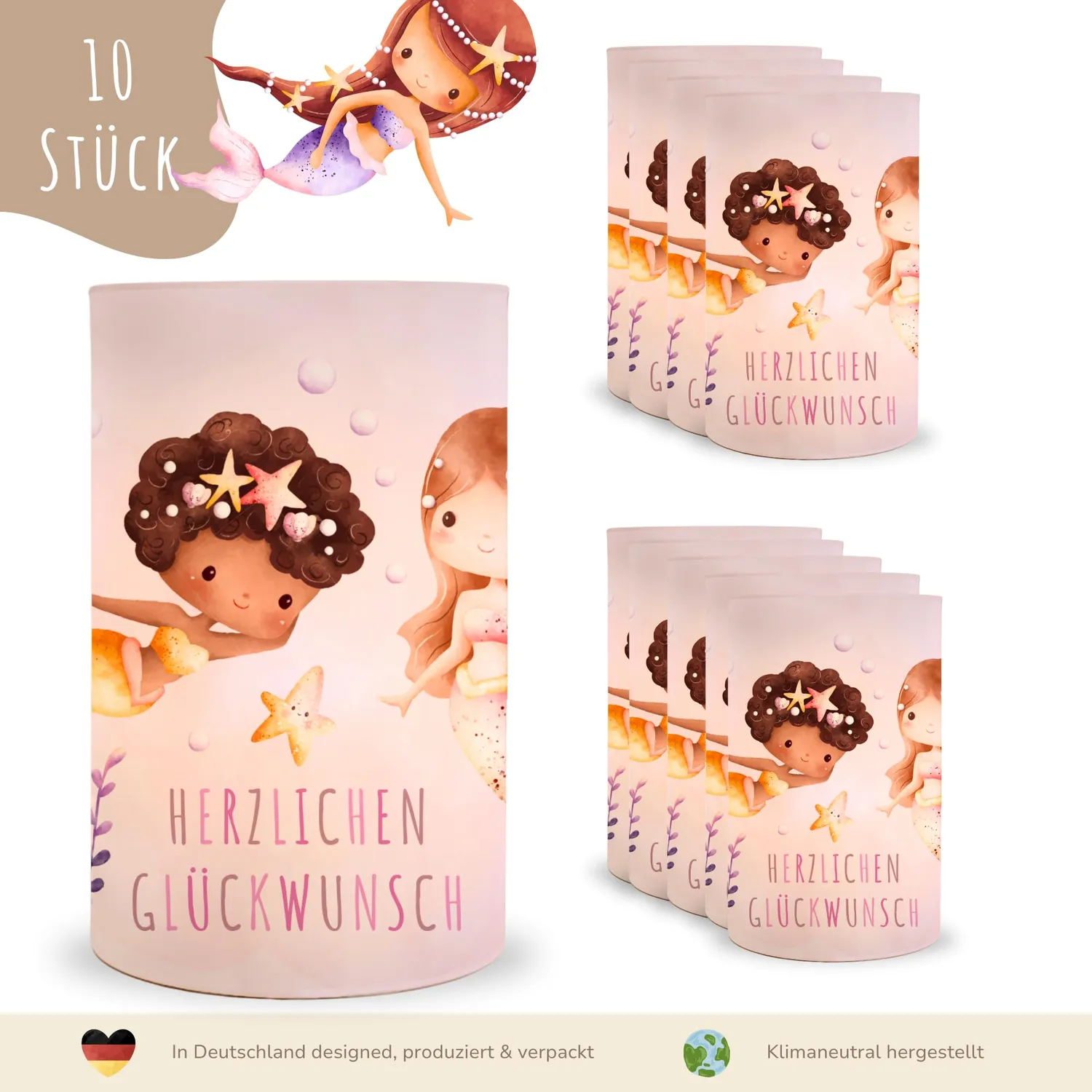 MeinBaby123 Meerjungfrauen Windlicht 10 Stück Set
