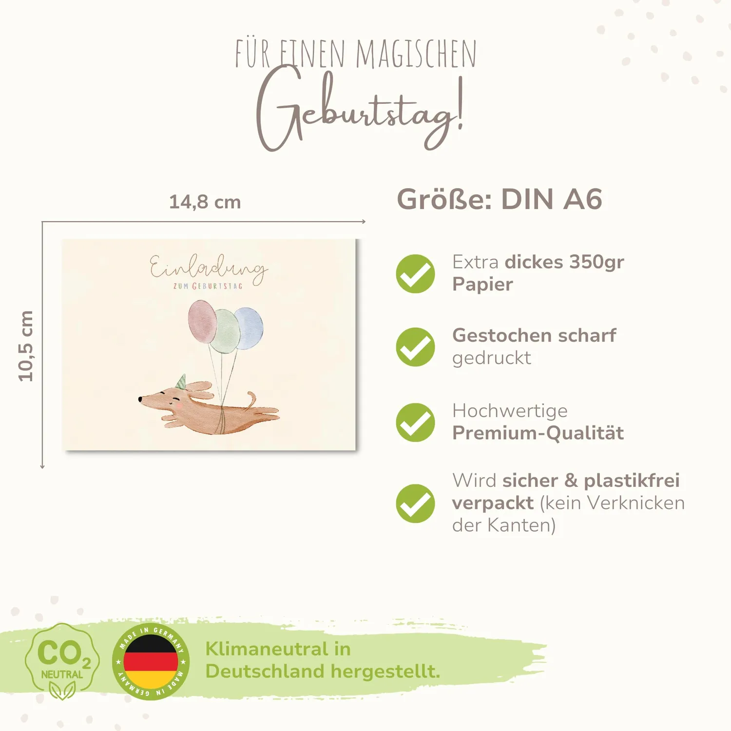 MeinBaby123 Kindergeburtstag Einladungskarten Doodle Boho 10er Umschlag