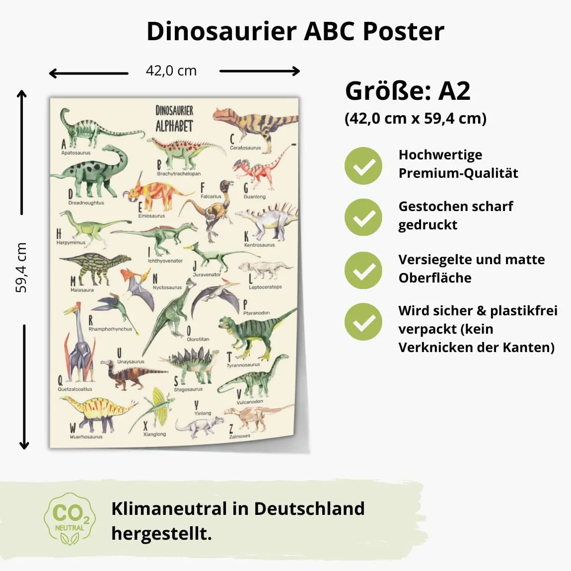 MeinBaby123 Dino Poster Kinderzimmerposter A2 doppelseitig