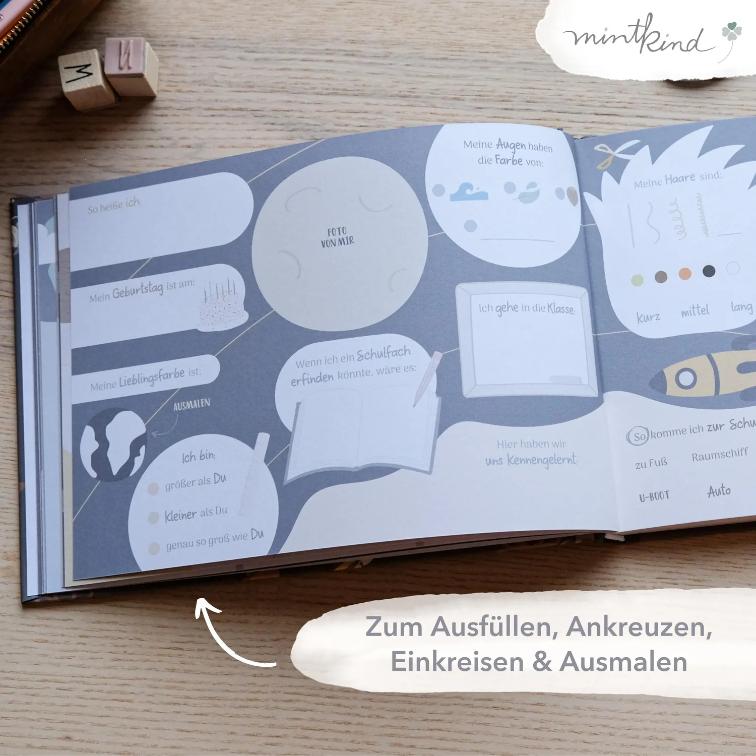 MINTKIND Meine Schulfreunde Weltraum Freundebuch Jungen