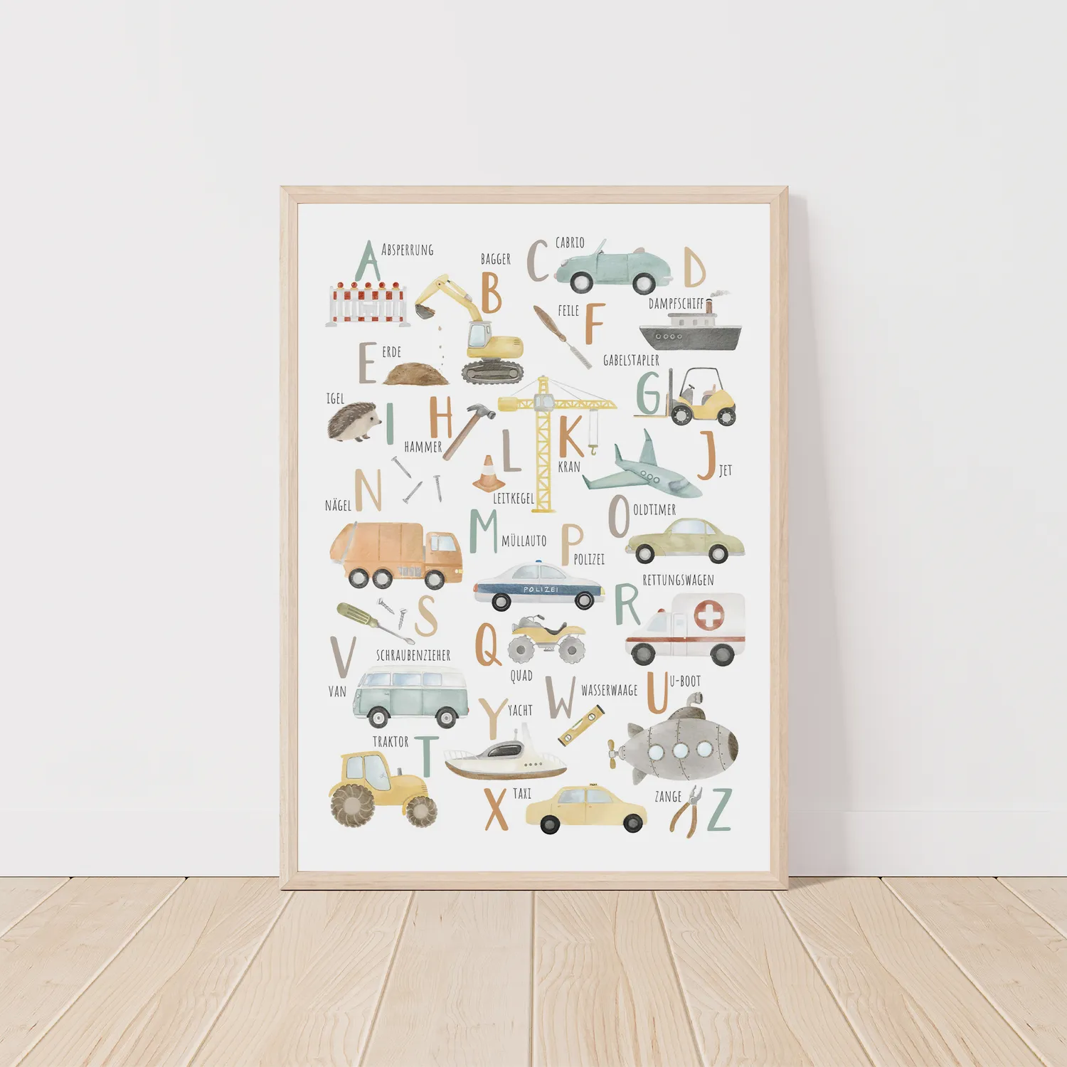 MeinBaby123 Fahrzeuge ABC Kinderzimmerposter A2