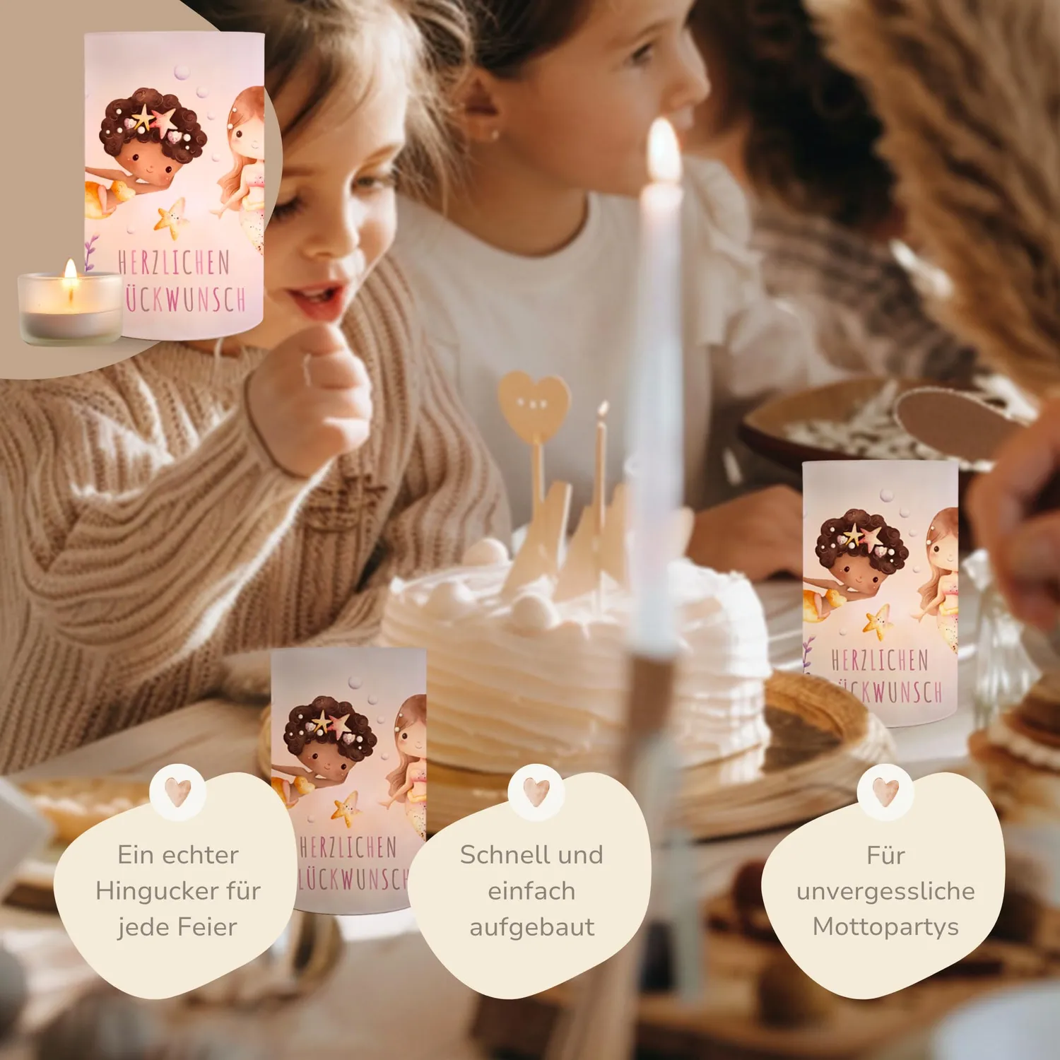 MeinBaby123 Meerjungfrauen Windlicht 10 Stück Set