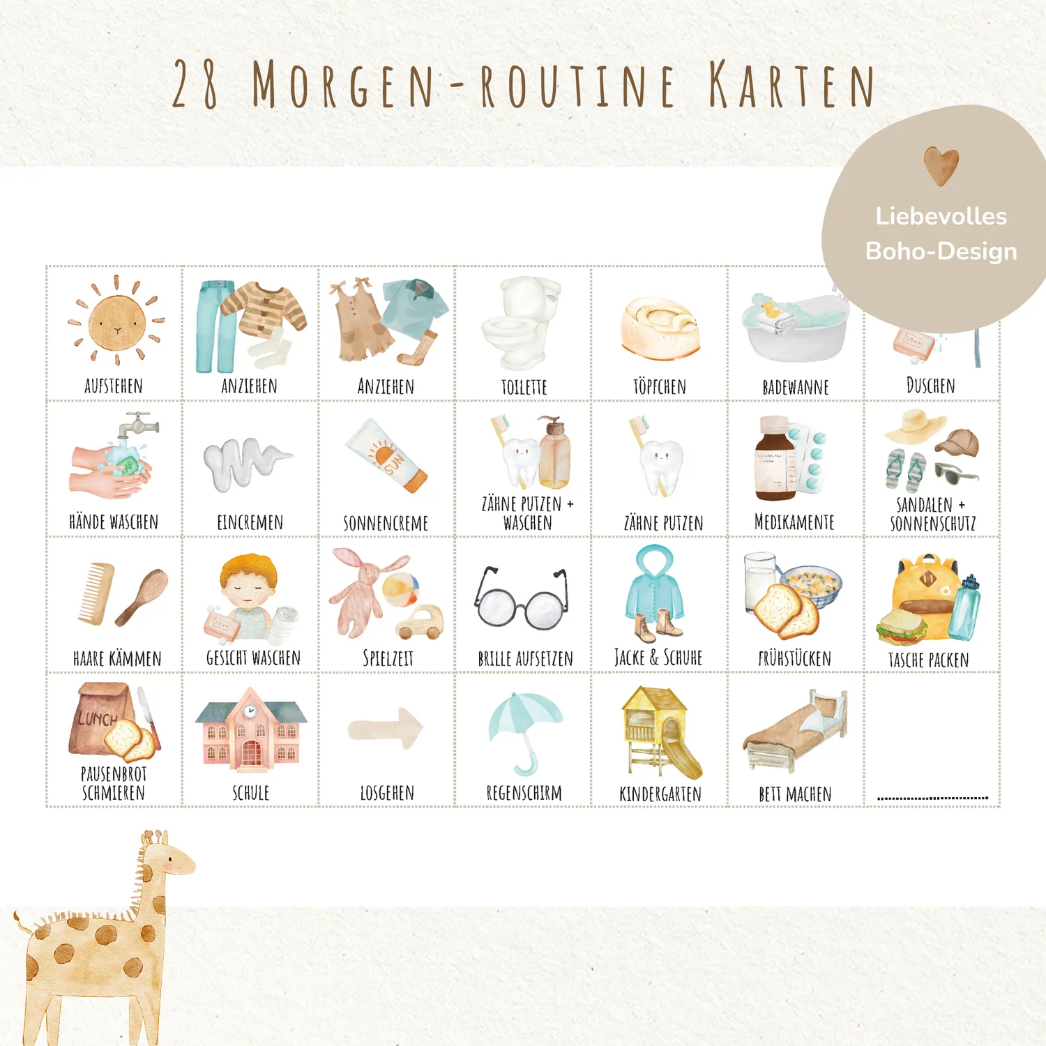 MeinBaby123 Morgen- Abendroutine Routineplan Ausdrucken Boho Türkis PDF
