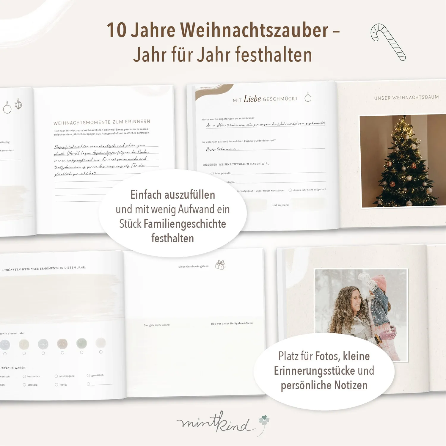 MINTKIND Our Christmas Memories Erinnerungsbuch Leinen Rot 10 Jahre